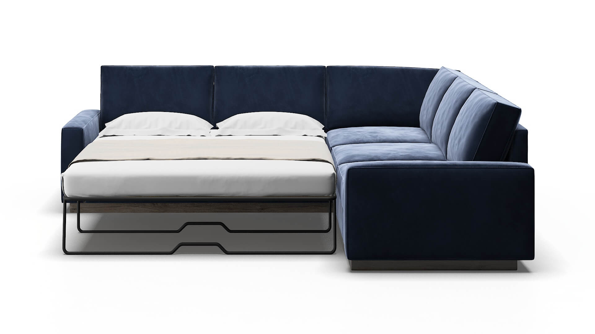 Alton Royale Cobalt Sectional Sleeper Espresso legs 1