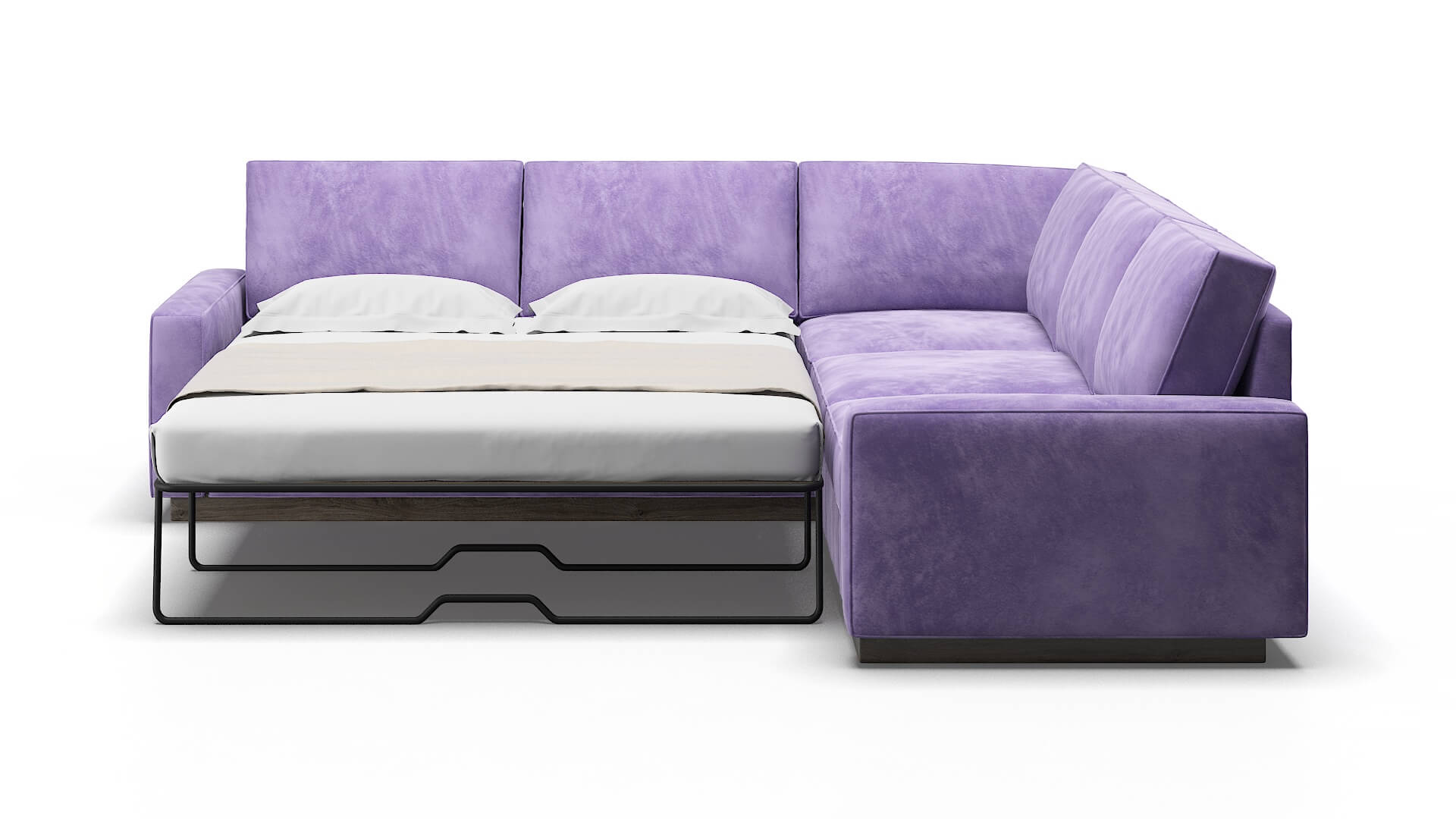Alton Royale Lavender Sectional Sleeper Espresso legs 1