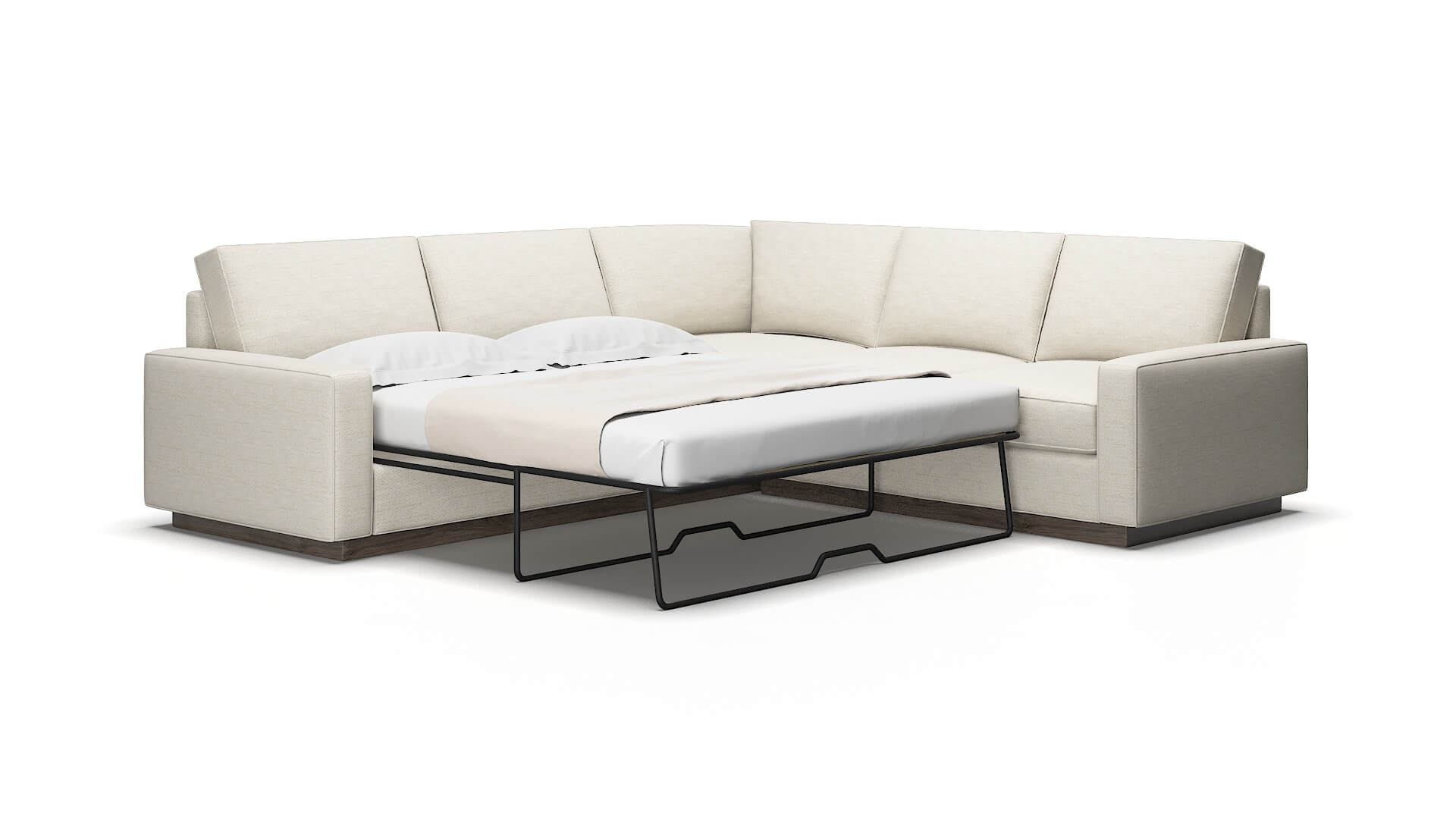 Alton Venus cream Sectional sleeper Espresso Legs  2