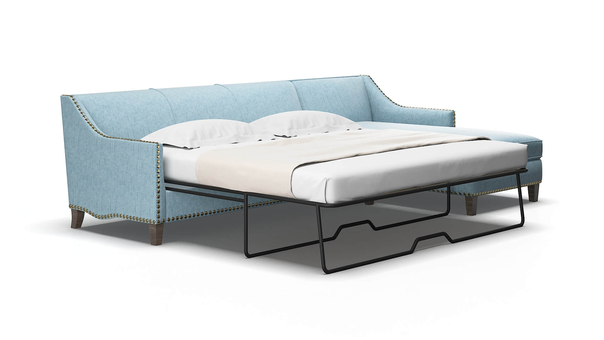 Amsterdam Atlas Turquoise Panel Sleeper Espresso legs 2