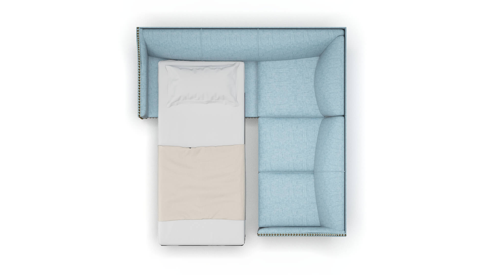 Amsterdam Atlas Turquoise Sectional Sleeper Espresso legs 3