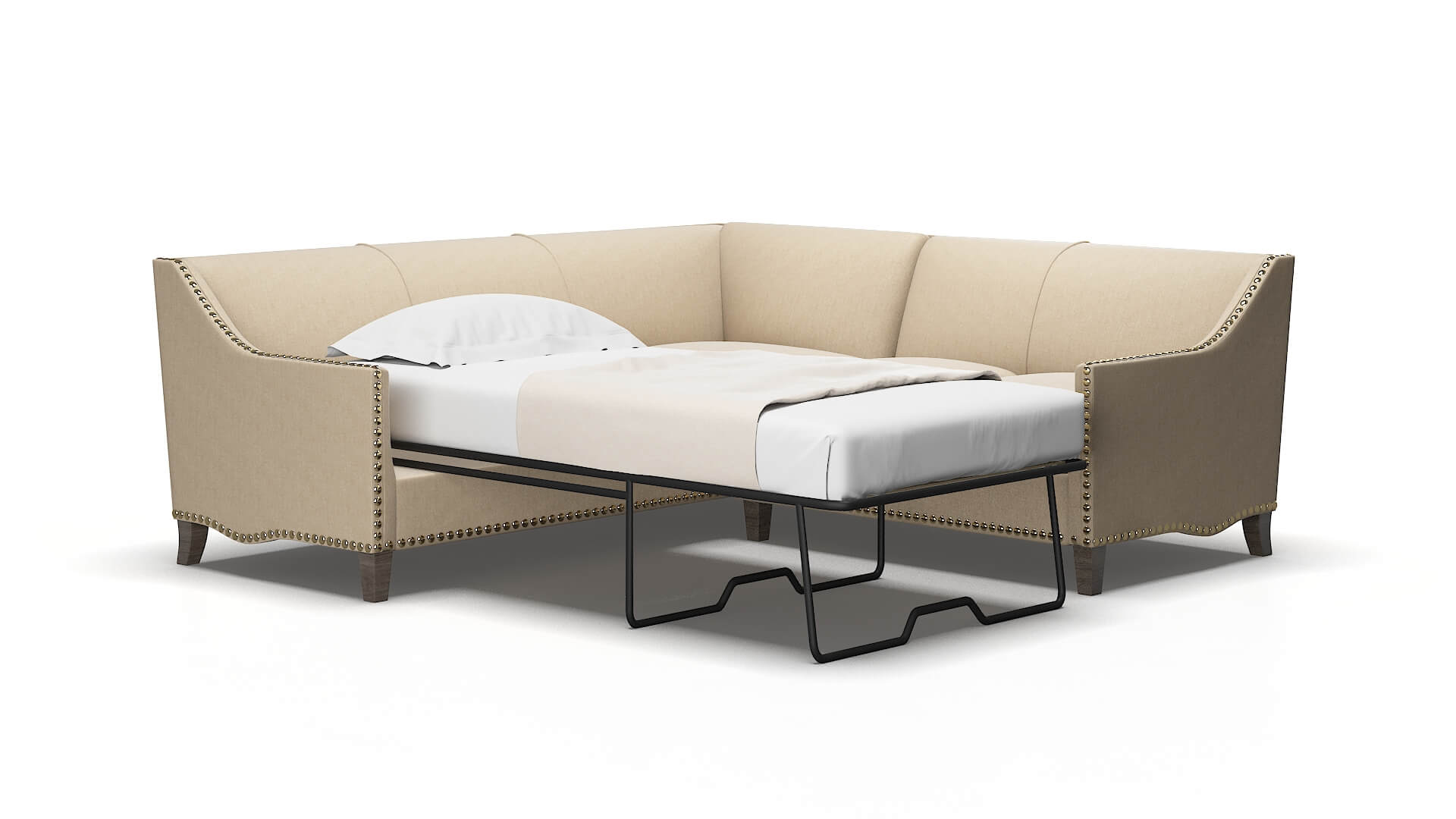 Amsterdam Avenger burlap Sectional sleeper Espresso Legs  2
