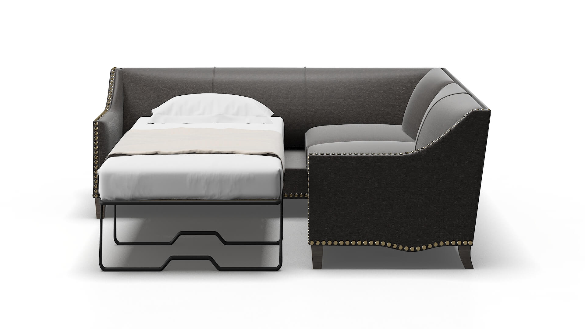 Amsterdam Avenger Denim Sectional Sleeper Espresso legs 1