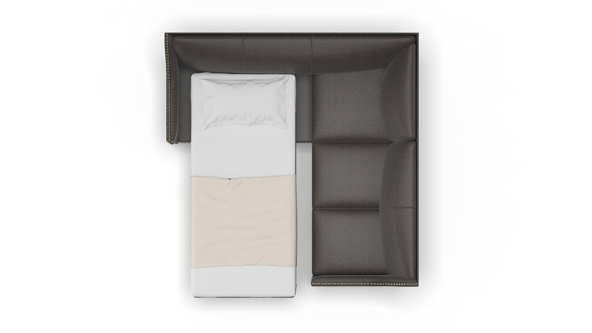 Amsterdam Avenger Denim Sectional Sleeper Espresso legs 3