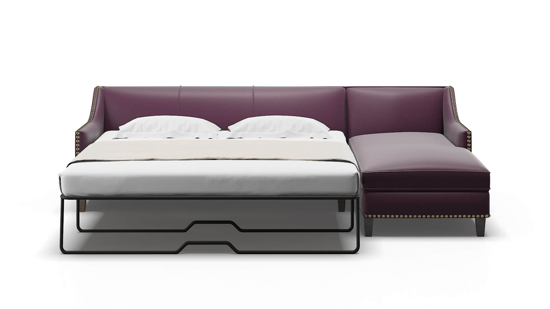 Amsterdam Bella Aubergine Panel Sleeper Espresso legs 1