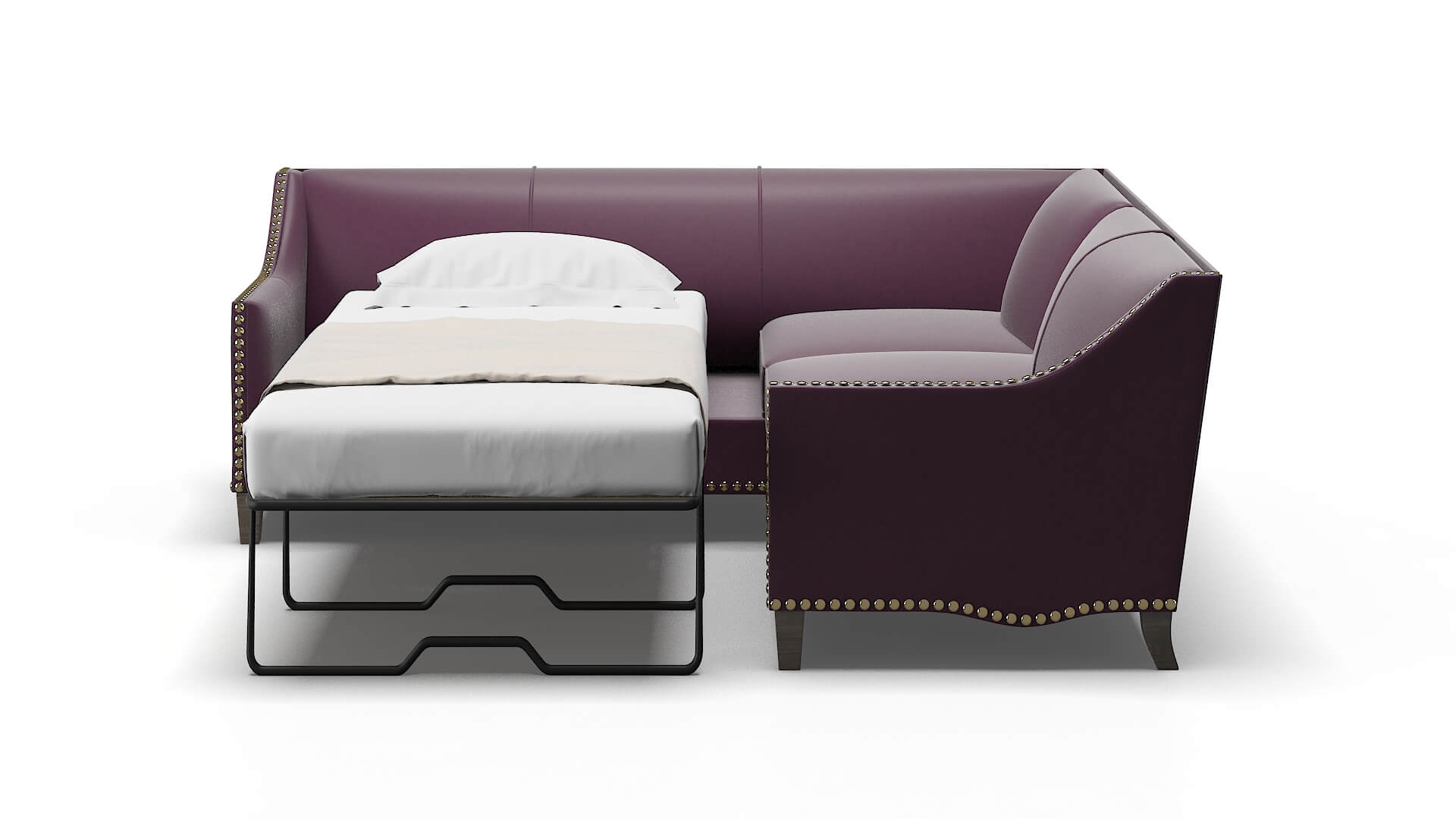 Amsterdam Bella Aubergine Sectional Sleeper Espresso legs 1
