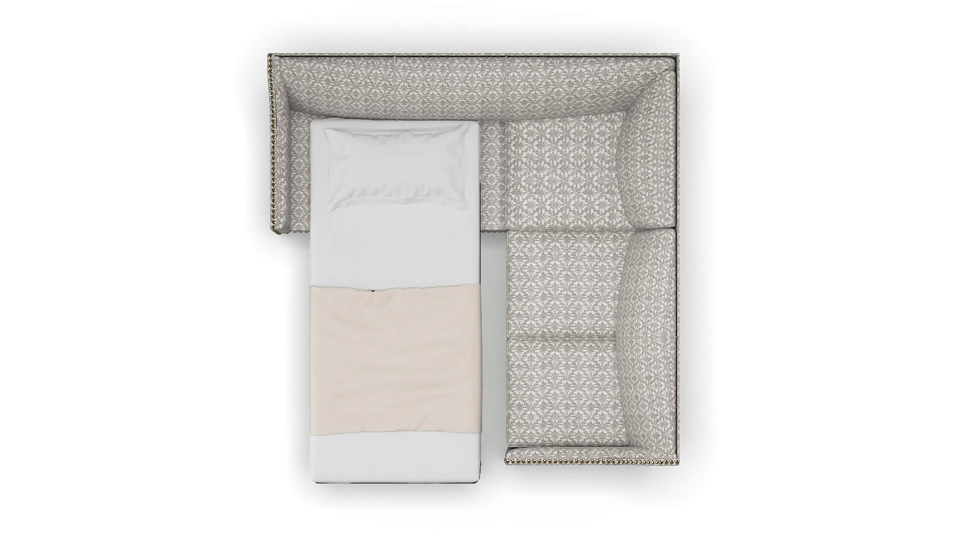 Amsterdam Bergamo Dove Sectional Sleeper Espresso legs 3