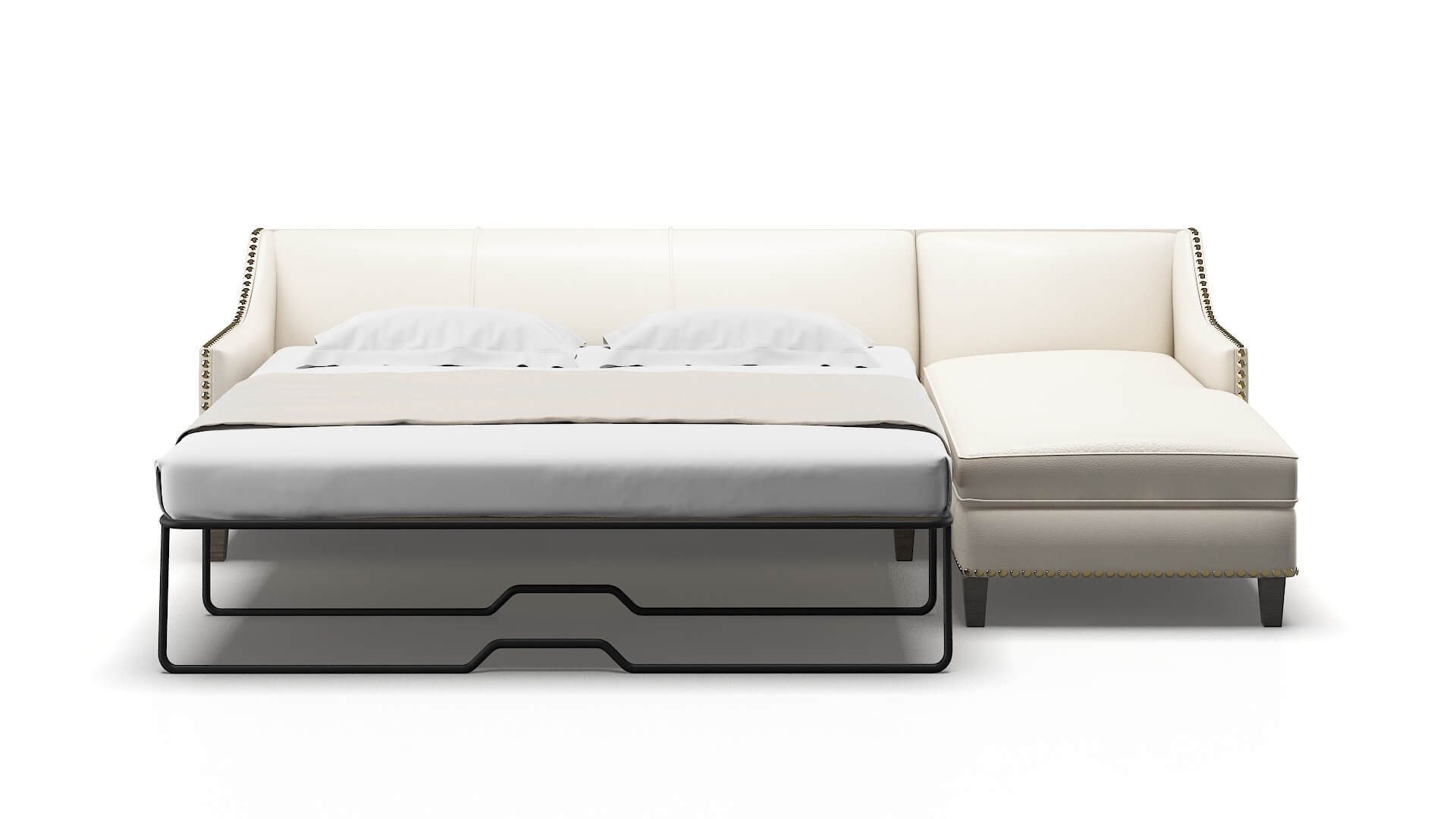 Amsterdam Blanche Milky Panel Sleeper Espresso legs 1