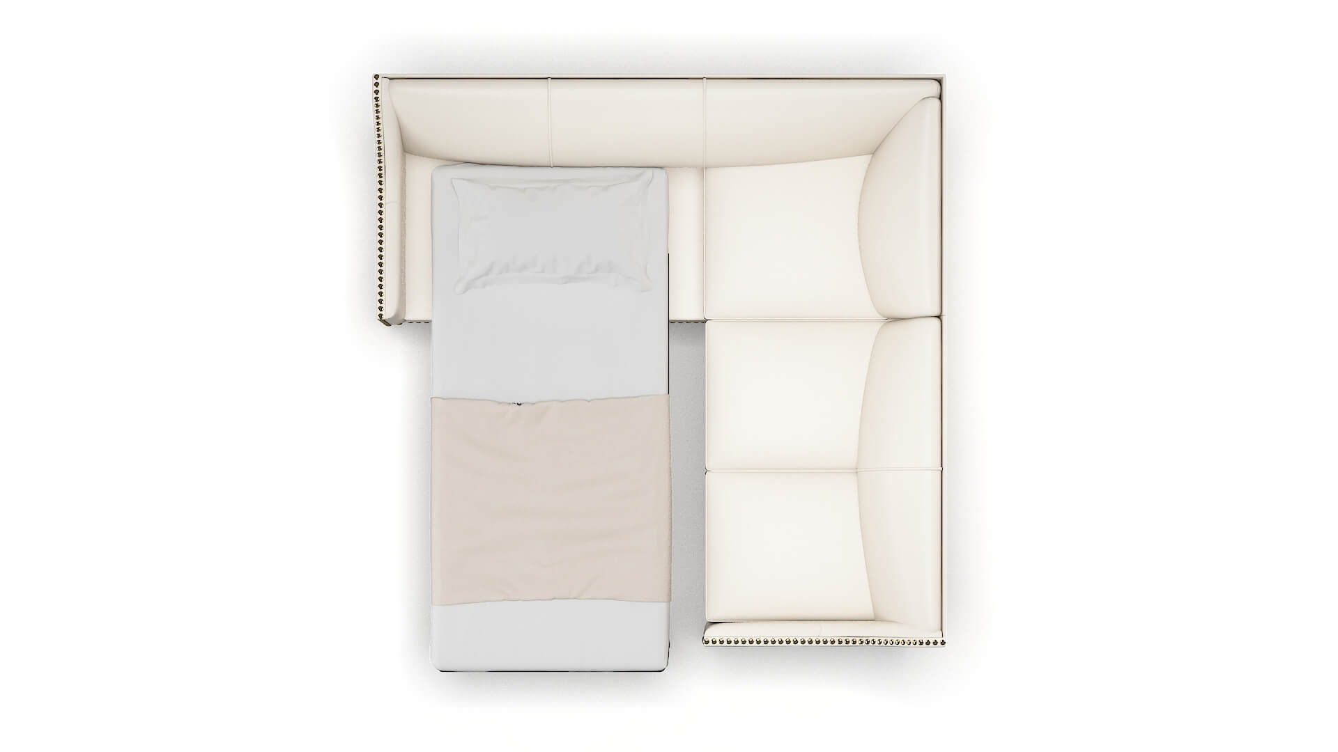 Amsterdam Blanche Milky Sectional Sleeper Espresso legs 3