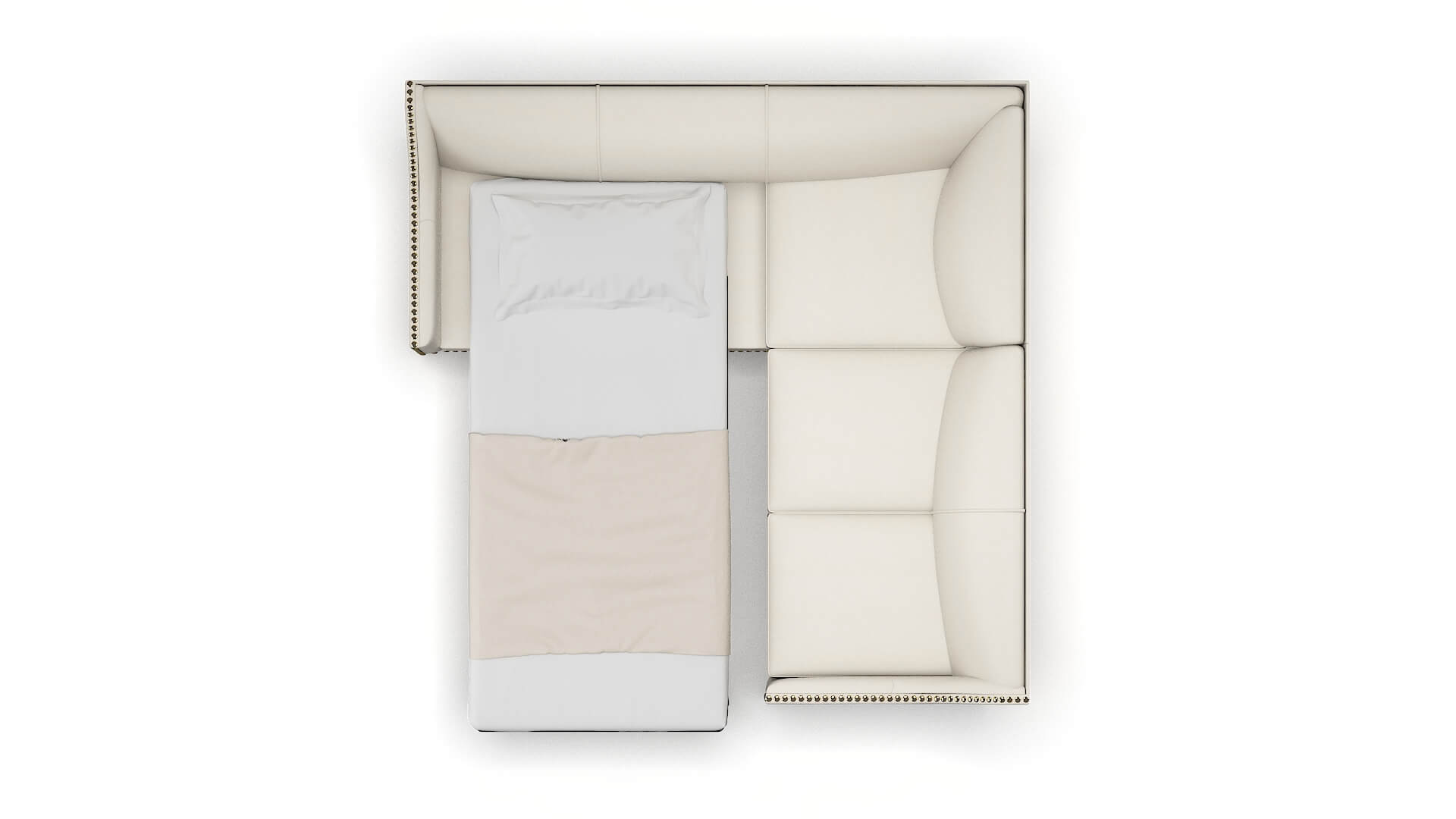 Amsterdam Bungalow Ivory Sectional Sleeper Espresso legs 3