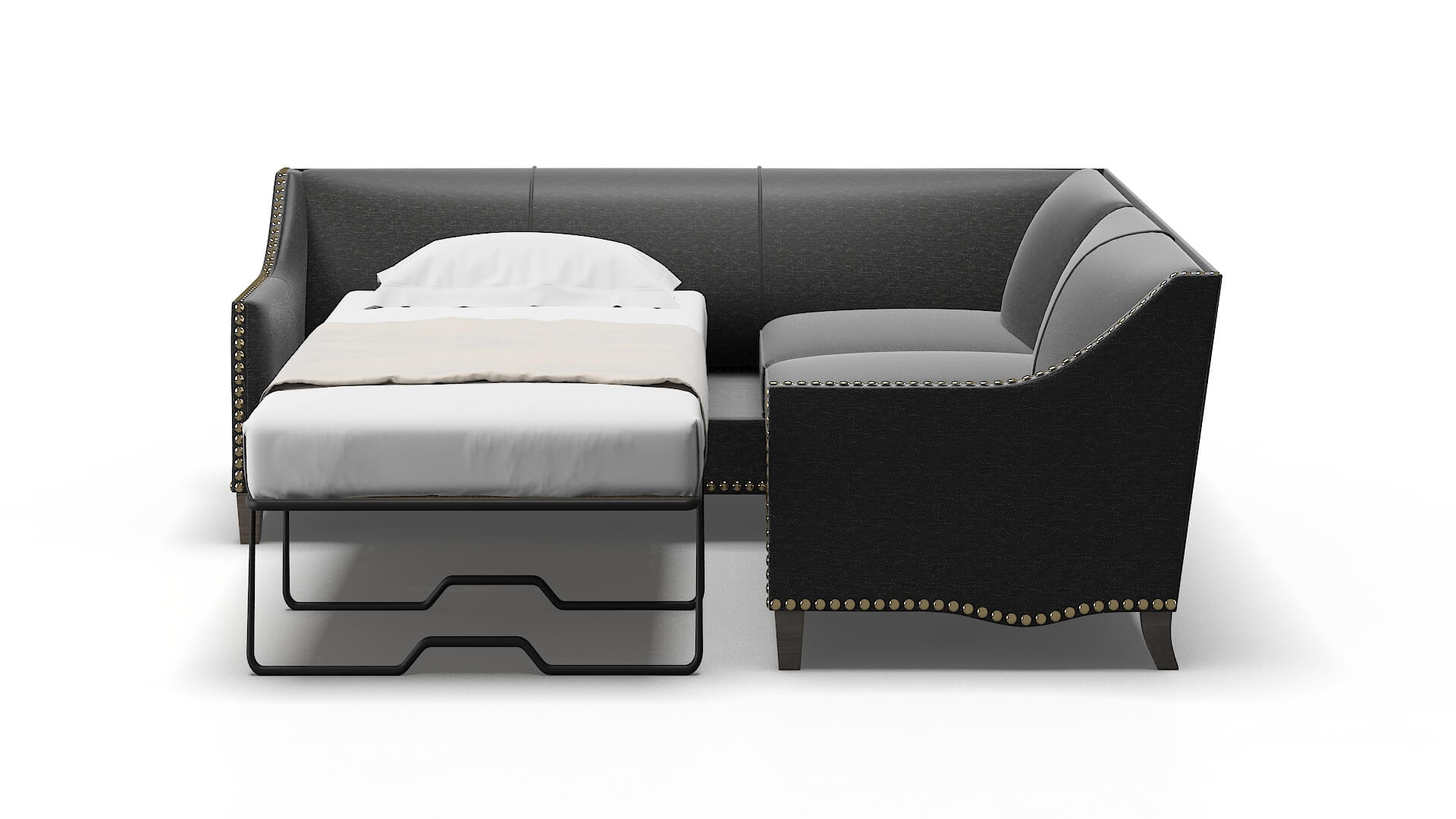 Amsterdam Chance Denim Sectional Sleeper Espresso legs 1