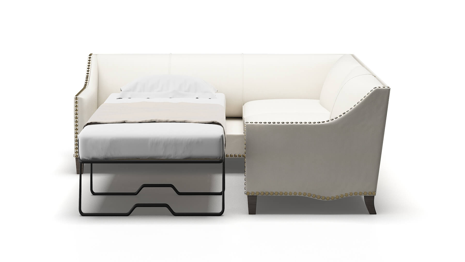 Amsterdam Cosmo Ivory Sectional Sleeper Espresso legs 1