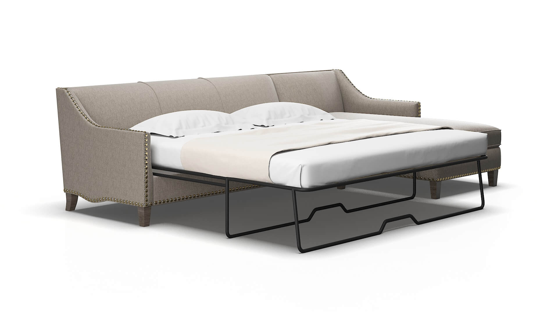 Amsterdam Cosmo Taupe Panel Sleeper Espresso legs 2