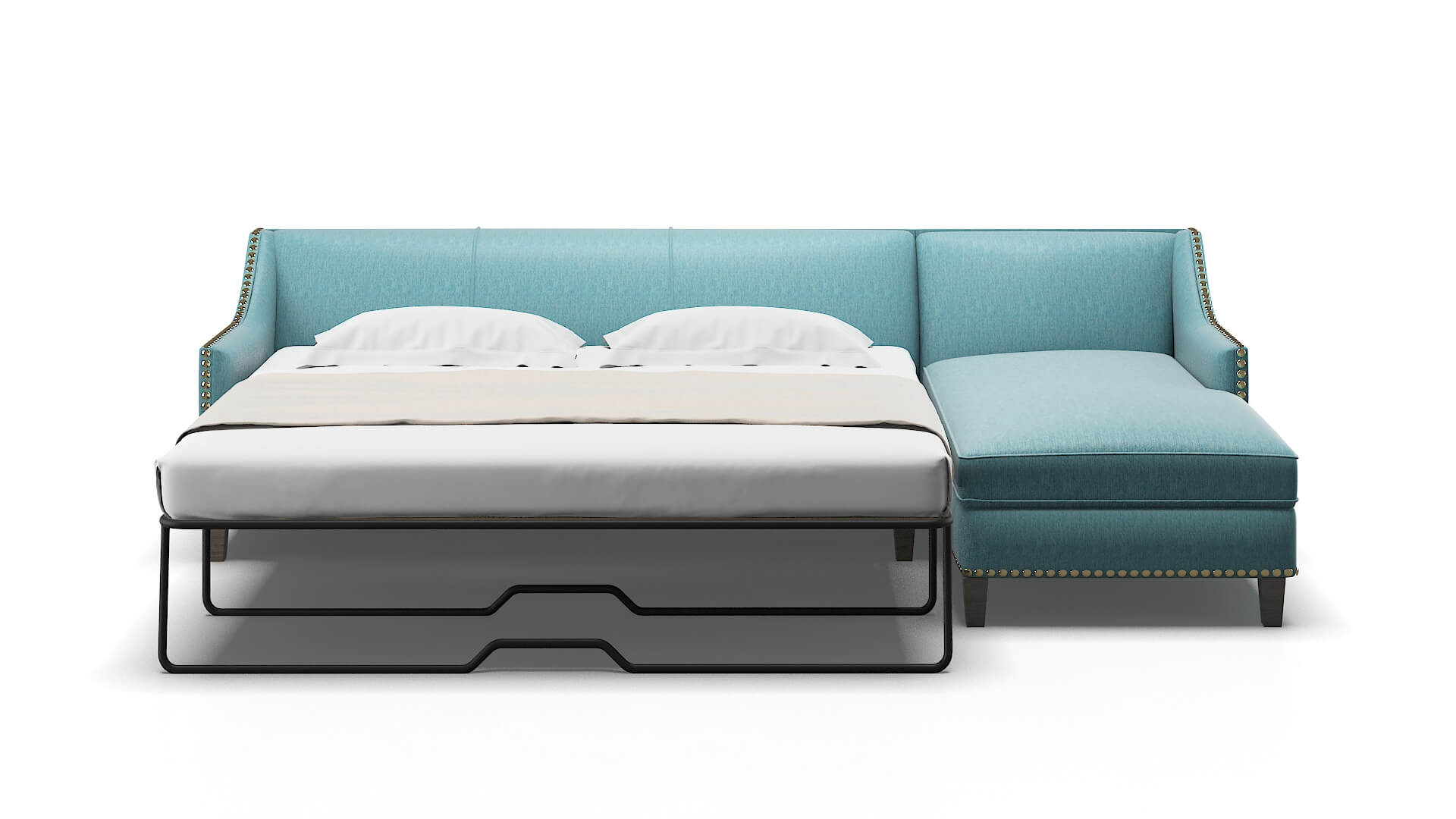 Amsterdam Cosmo Turquoise Panel Sleeper Espresso legs 1