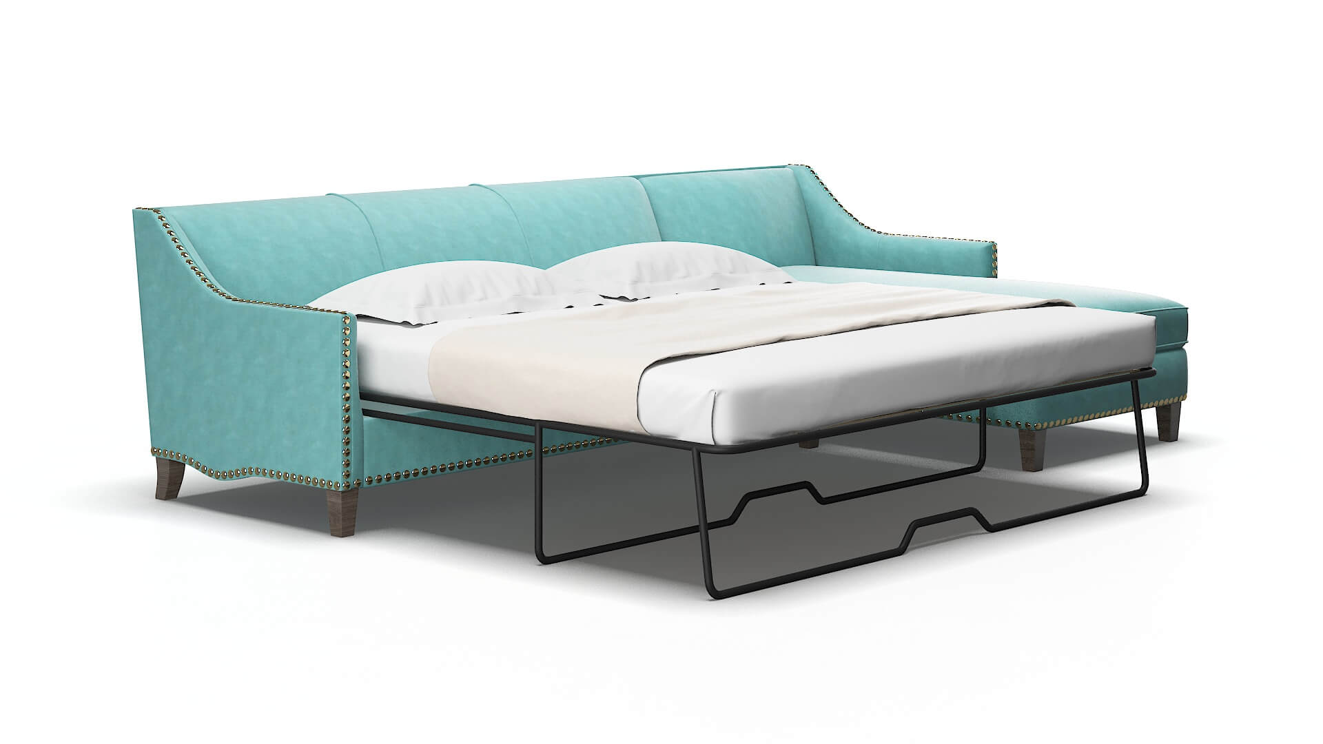 Amsterdam Curious turquoise Panel sleeper Espresso Legs  2