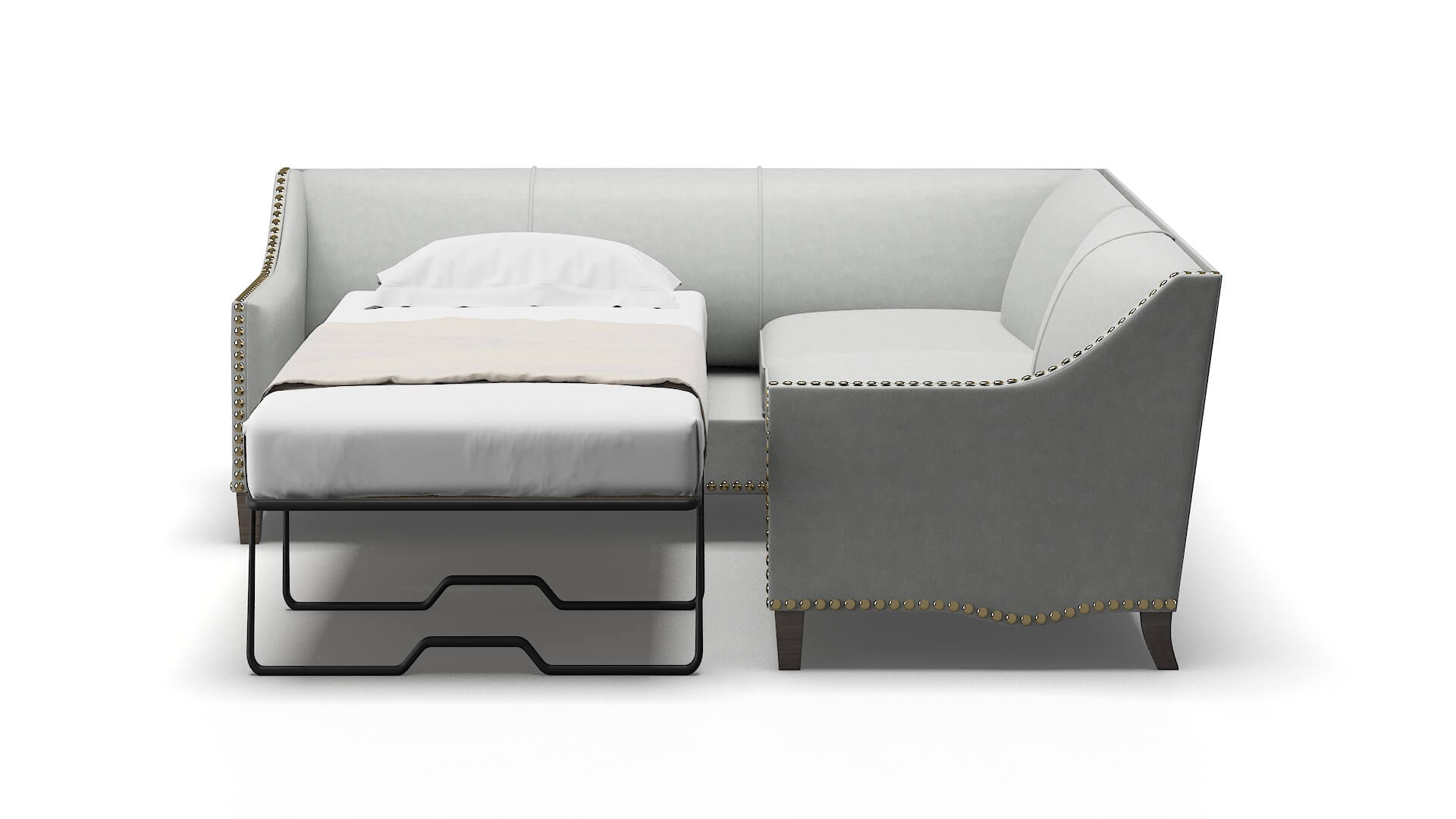 Amsterdam Dawson Platinum Sectional Sleeper Espresso legs 1