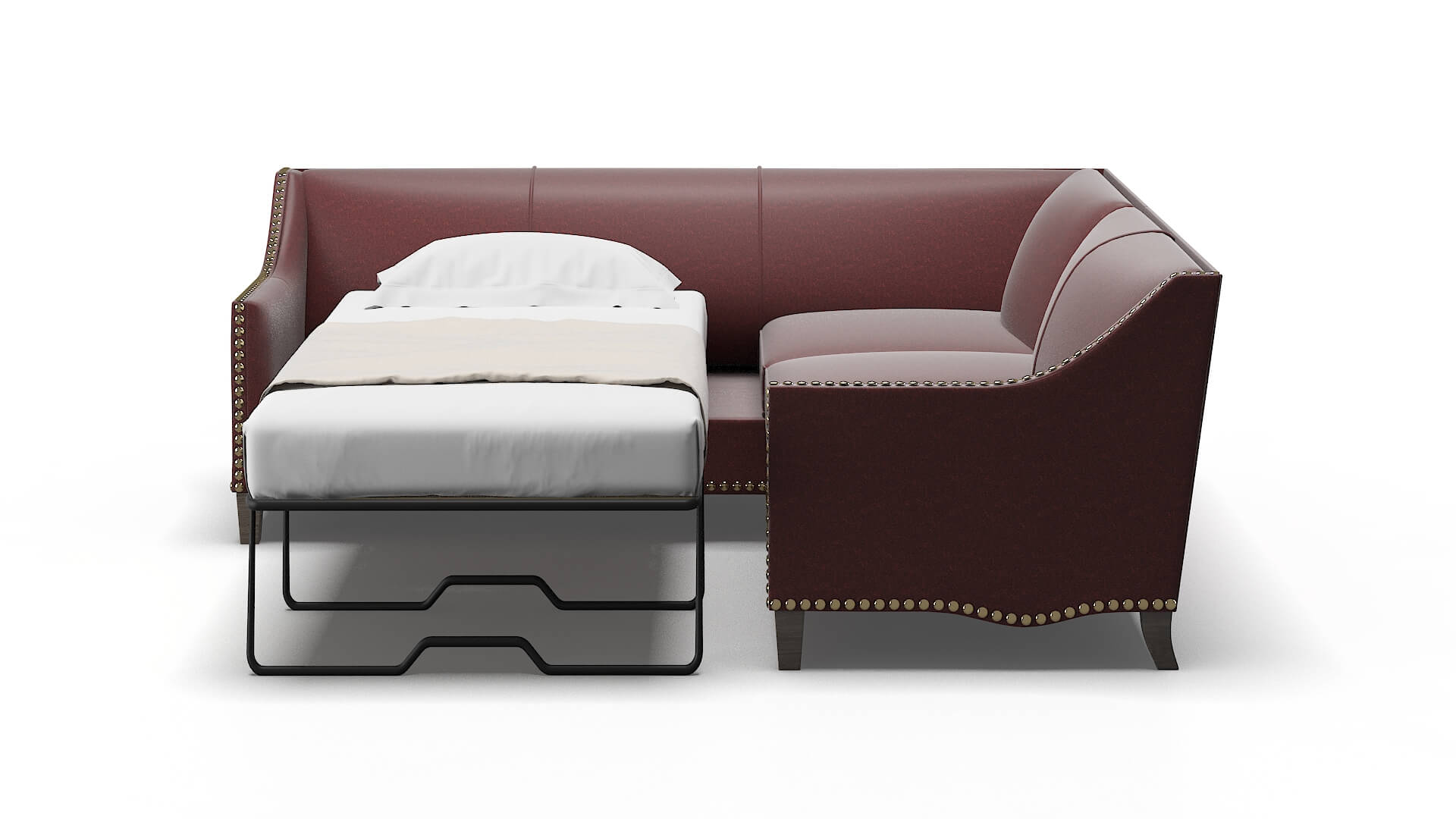 Amsterdam Derby Berry Sectional Sleeper Espresso legs 1