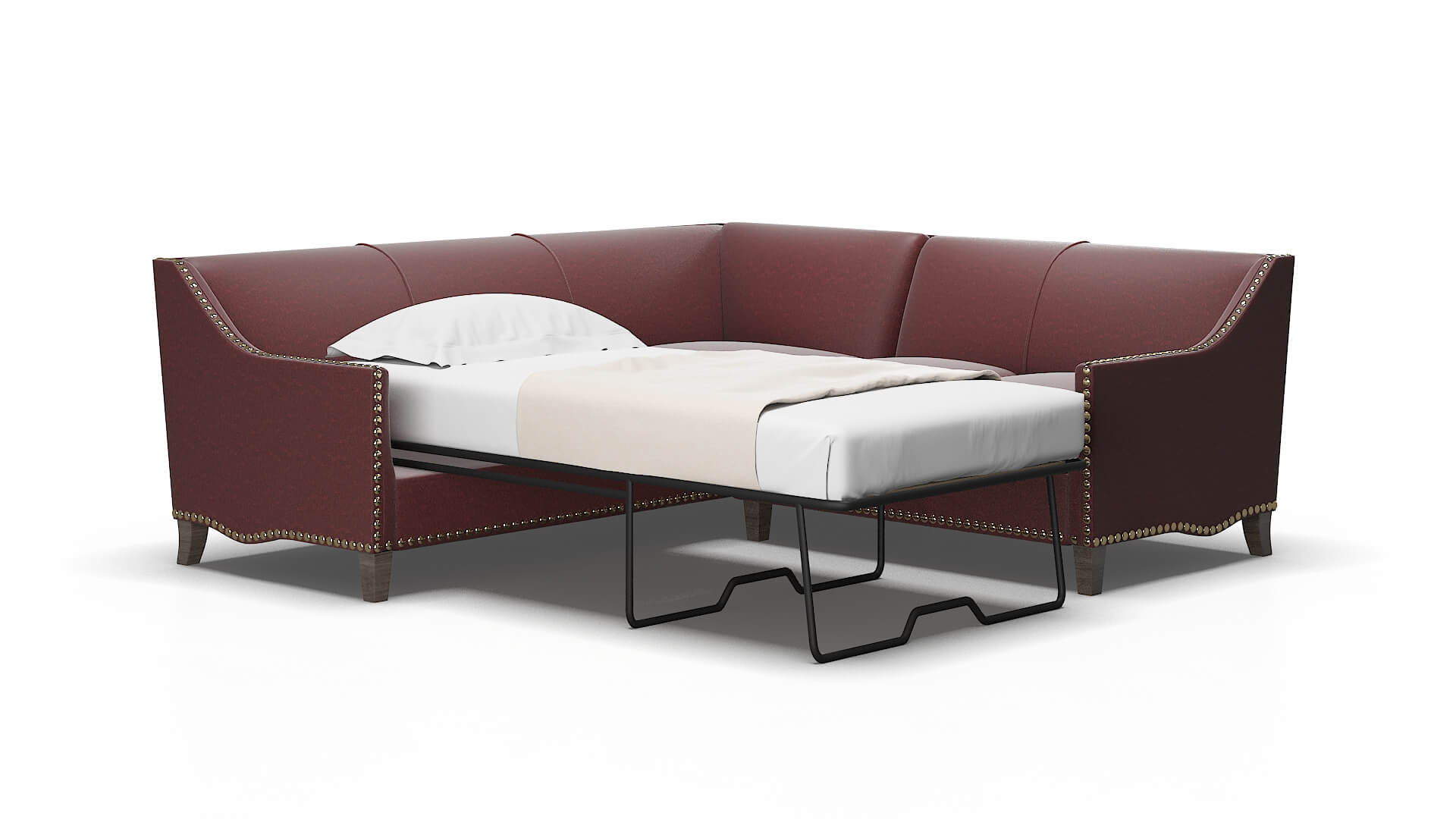 Amsterdam Derby Berry Sectional Sleeper Espresso legs 2