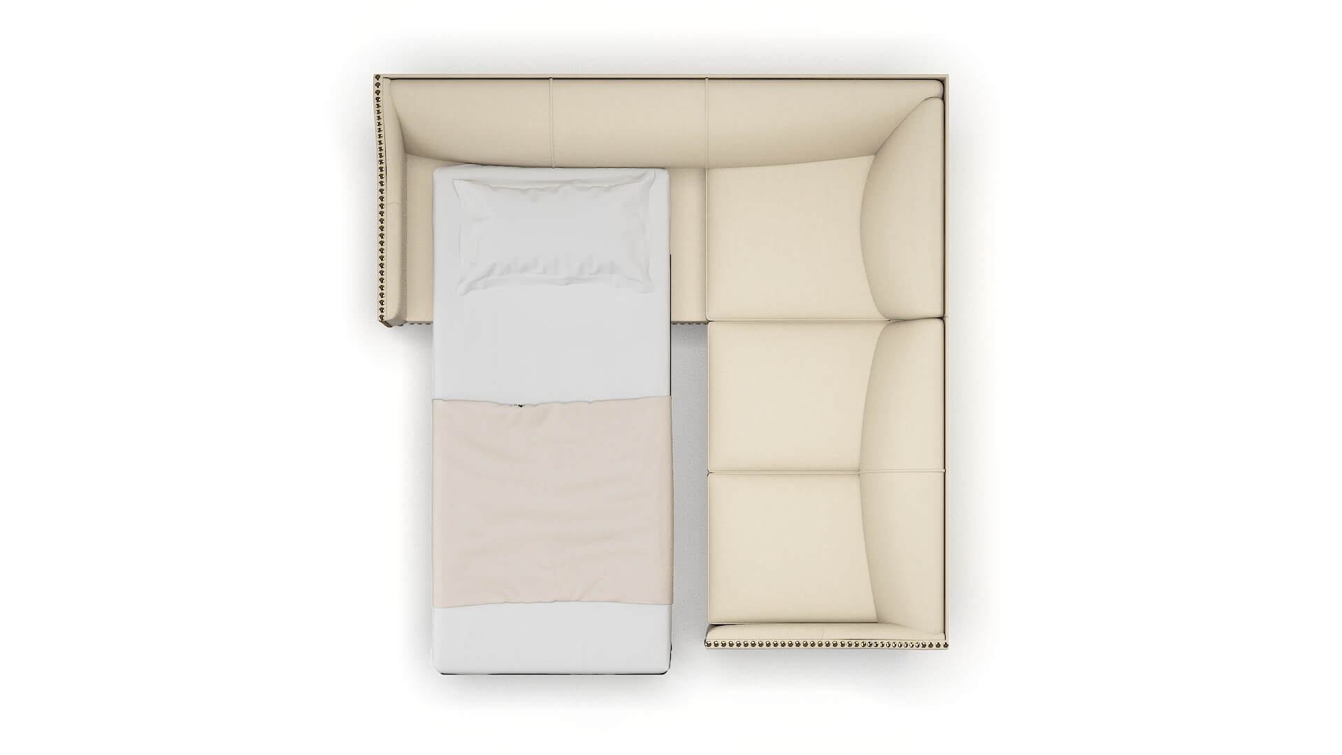 Amsterdam Dream_d Almond Sectional Sleeper Espresso legs 3