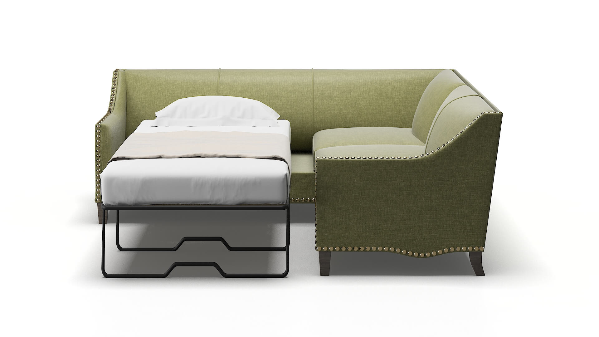 Amsterdam Durham Lime Sectional Sleeper Espresso legs 1