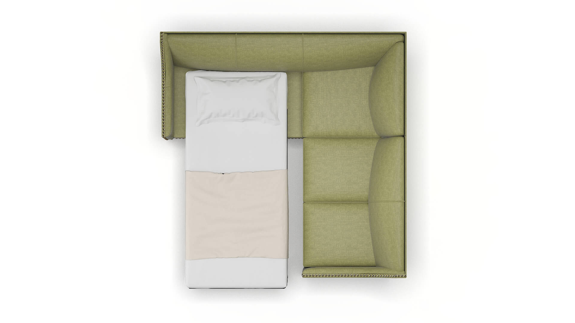 Amsterdam Durham Lime Sectional Sleeper Espresso legs 3