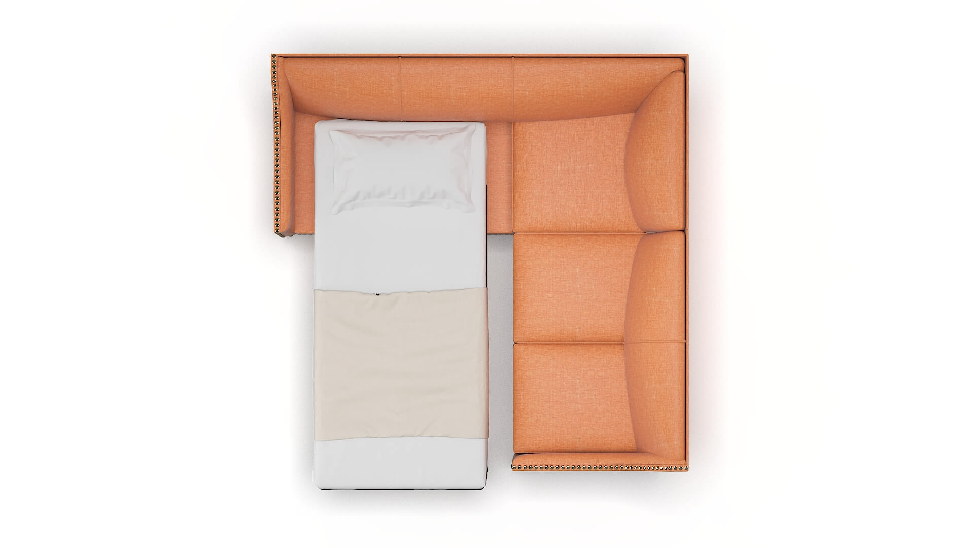 Amsterdam Durham Tangerine Sectional Sleeper Espresso legs 3