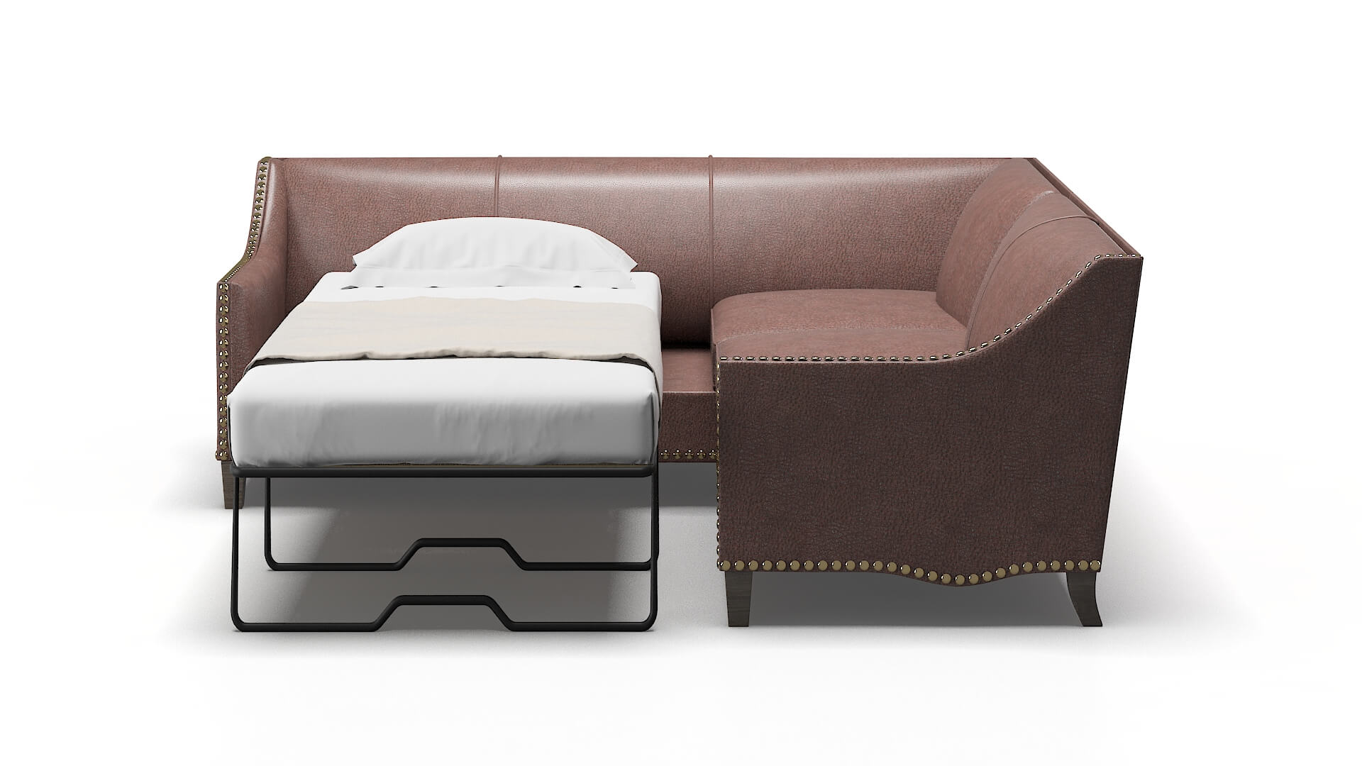 Amsterdam Ford Brown Sectional Sleeper Espresso legs 1