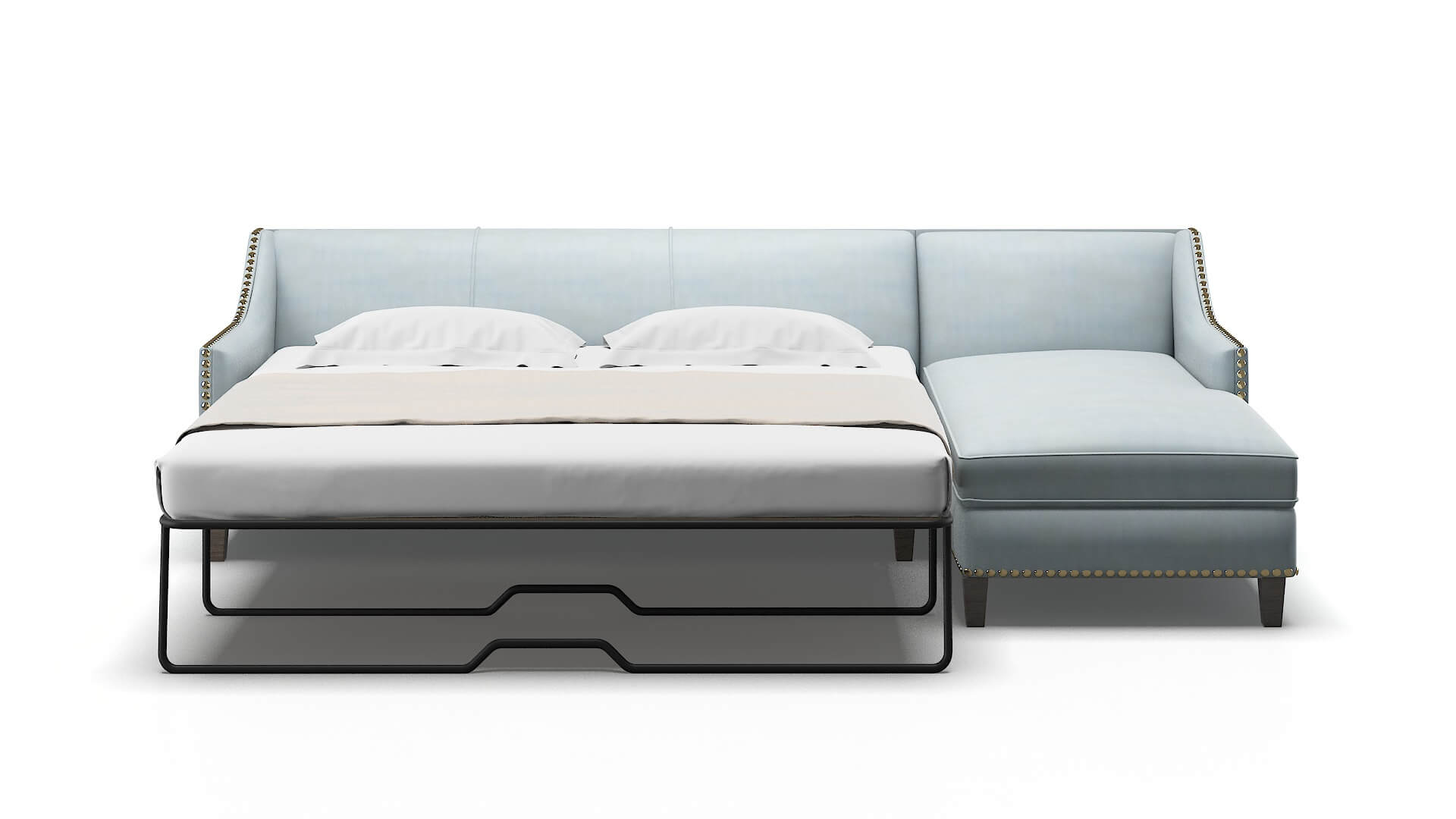 Amsterdam Hathaway Aqua Panel Sleeper Espresso legs 1