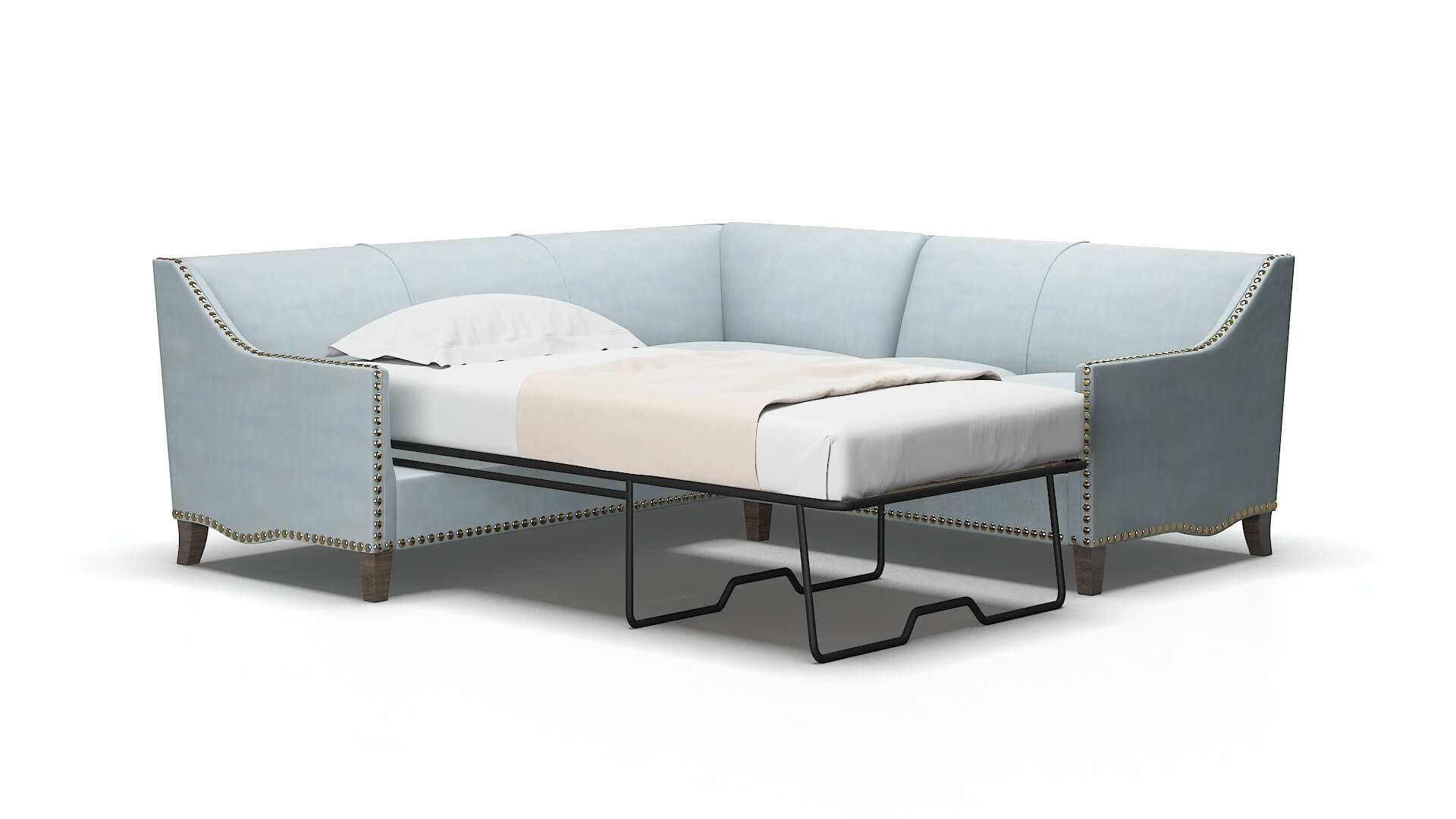 Amsterdam Hathaway Aqua Sectional Sleeper Espresso legs 2