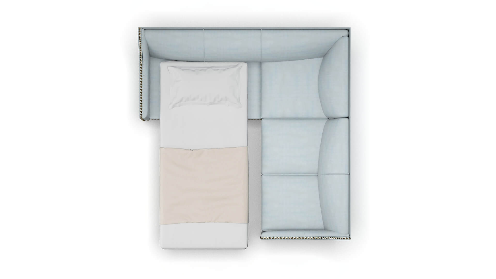 Amsterdam Hathaway Aqua Sectional Sleeper Espresso legs 3