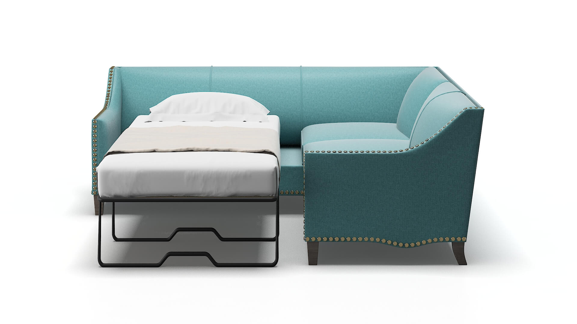 Amsterdam Hepburn_hrp Emerald Sectional Sleeper Espresso legs 1