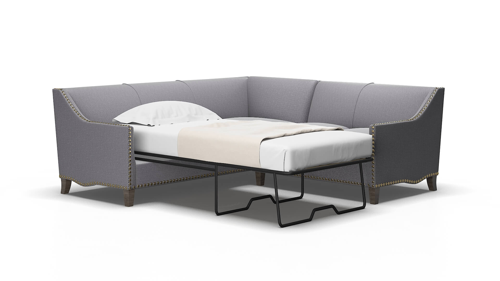 Amsterdam Insight Denim Sectional Sleeper Espresso legs 2