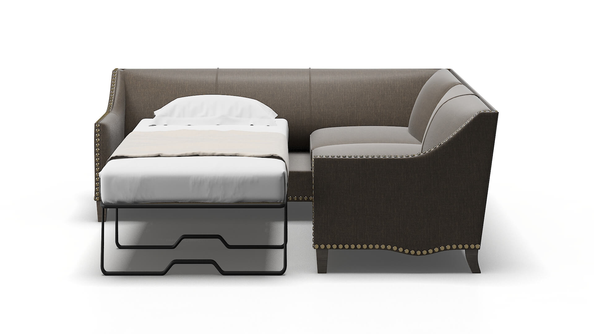 Amsterdam Keylargo Bark Sectional Sleeper Espresso legs 1