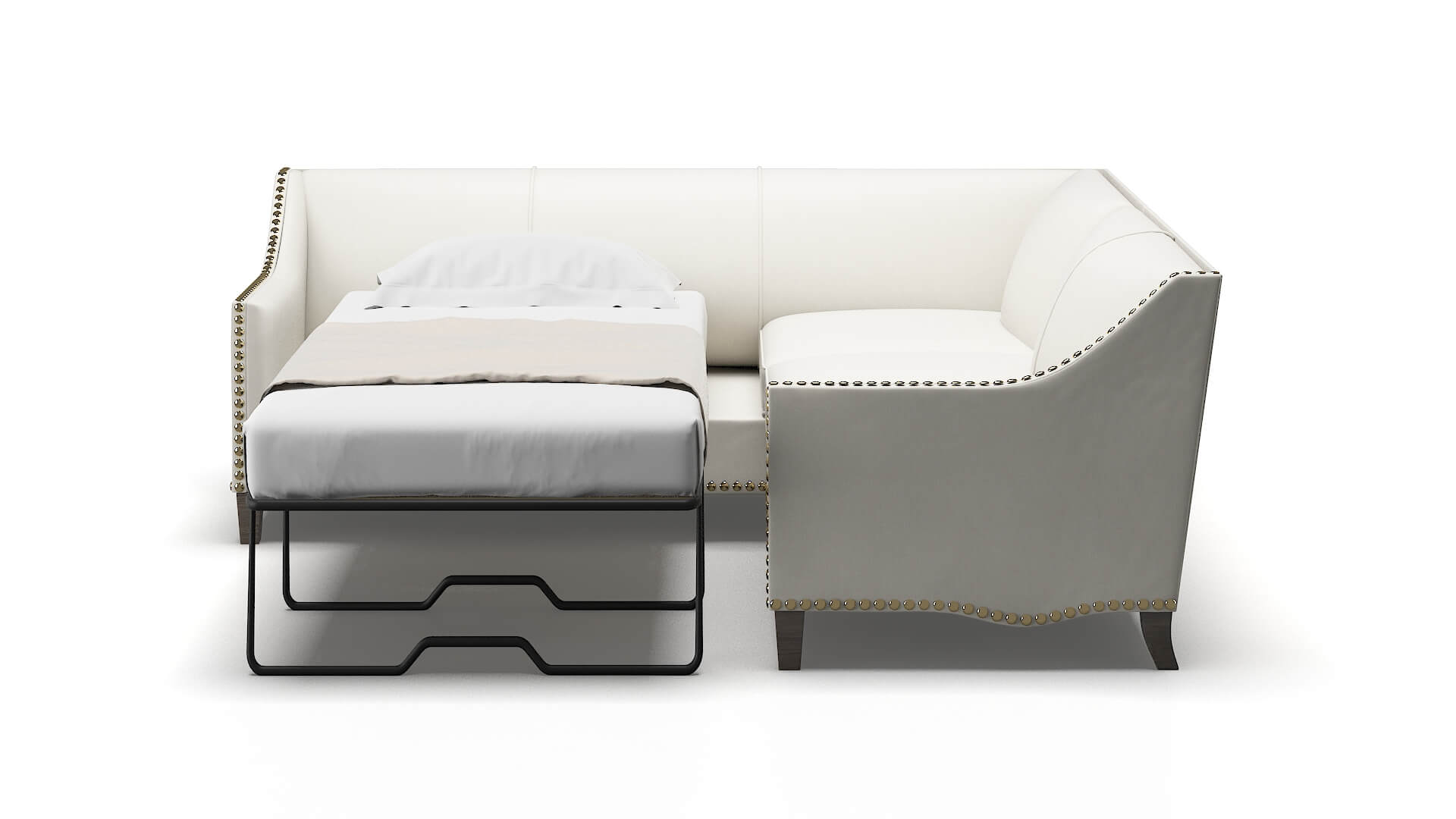 Amsterdam Keylargo Oatmeal Sectional Sleeper Espresso legs 1