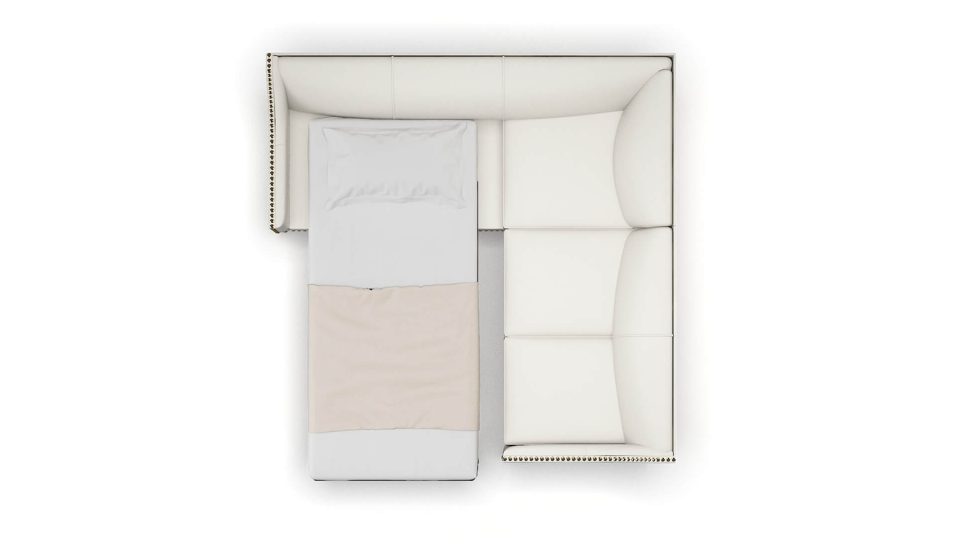 Amsterdam Keylargo Oatmeal Sectional Sleeper Espresso legs 3