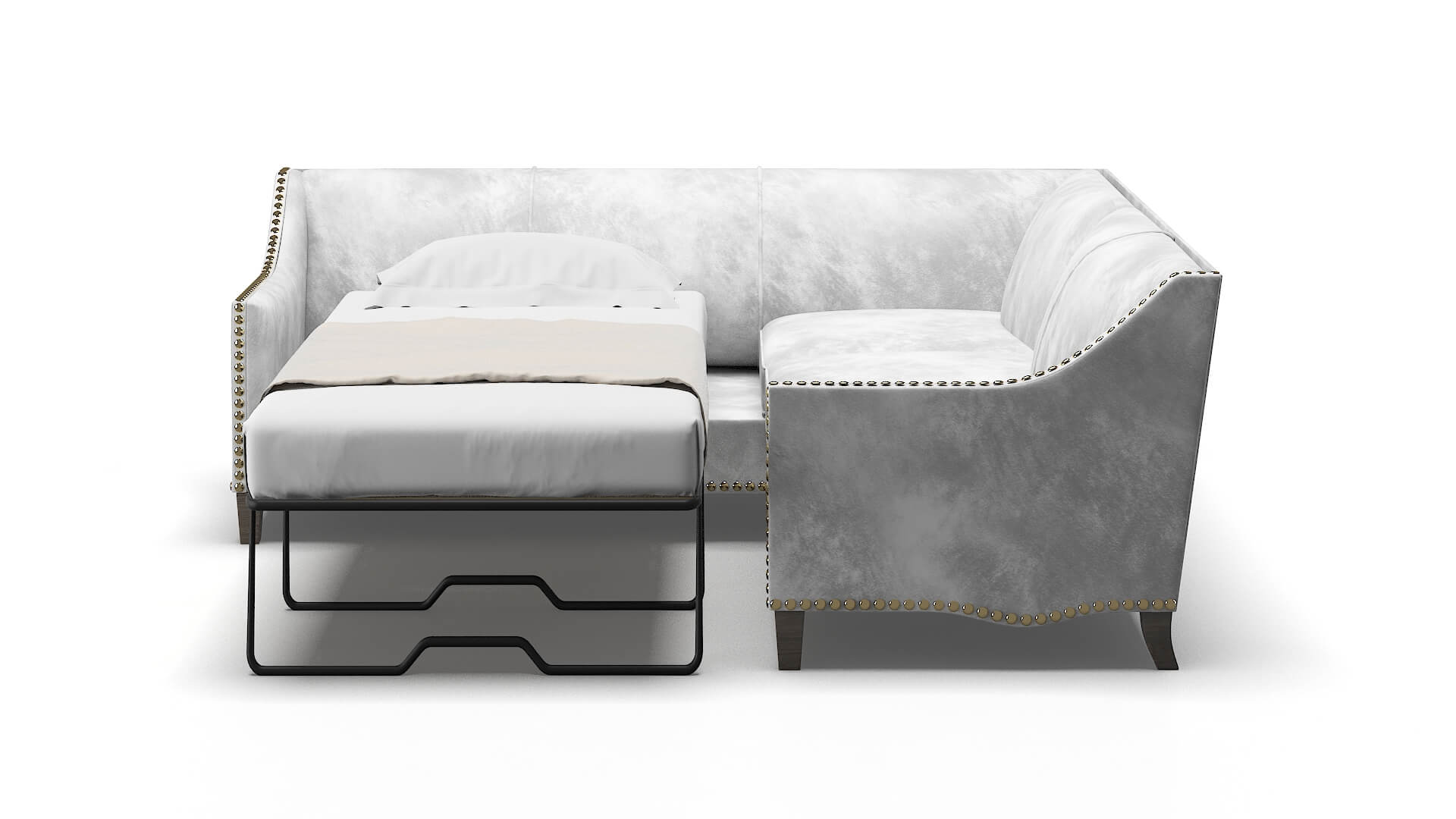 Amsterdam Loft Snowfall Sectional Sleeper Espresso legs 1