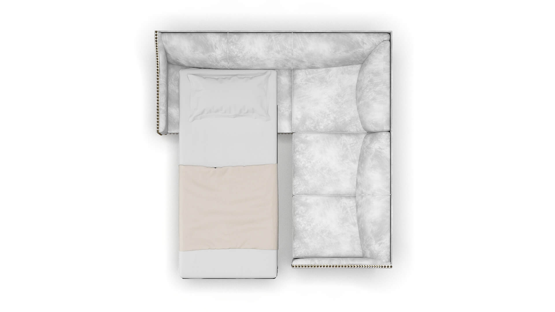 Amsterdam Loft Snowfall Sectional Sleeper Espresso legs 3