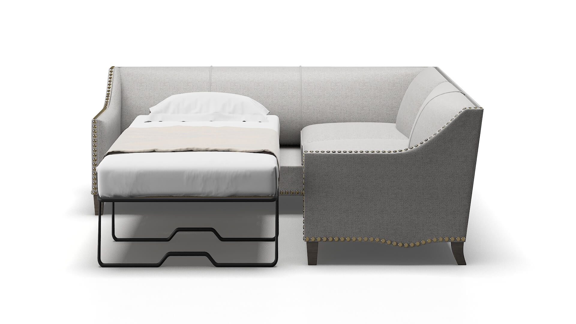 Amsterdam Malibu Dove Sectional Sleeper Espresso legs 1