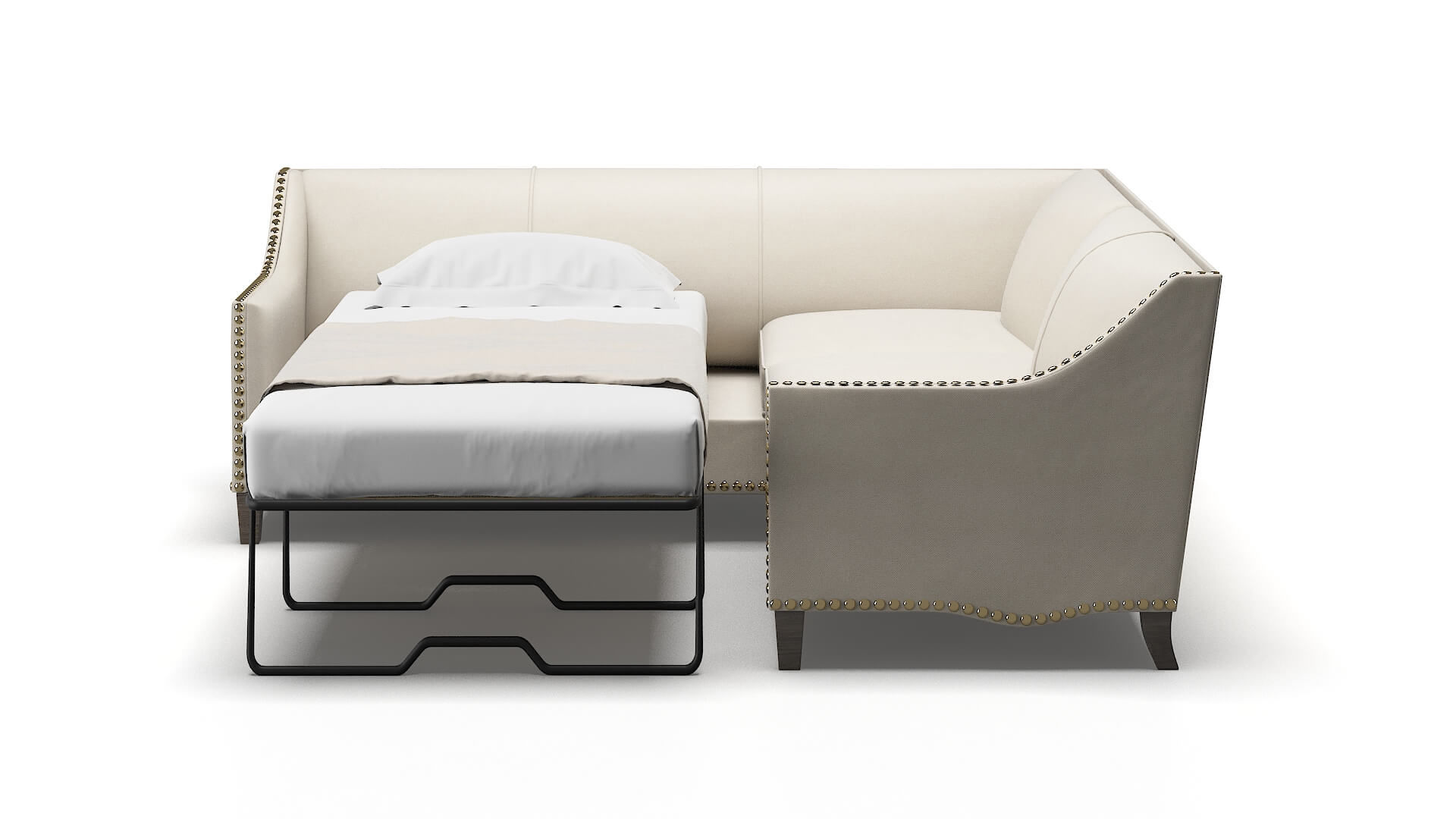 Amsterdam Malibu Linen Sectional Sleeper Espresso legs 1