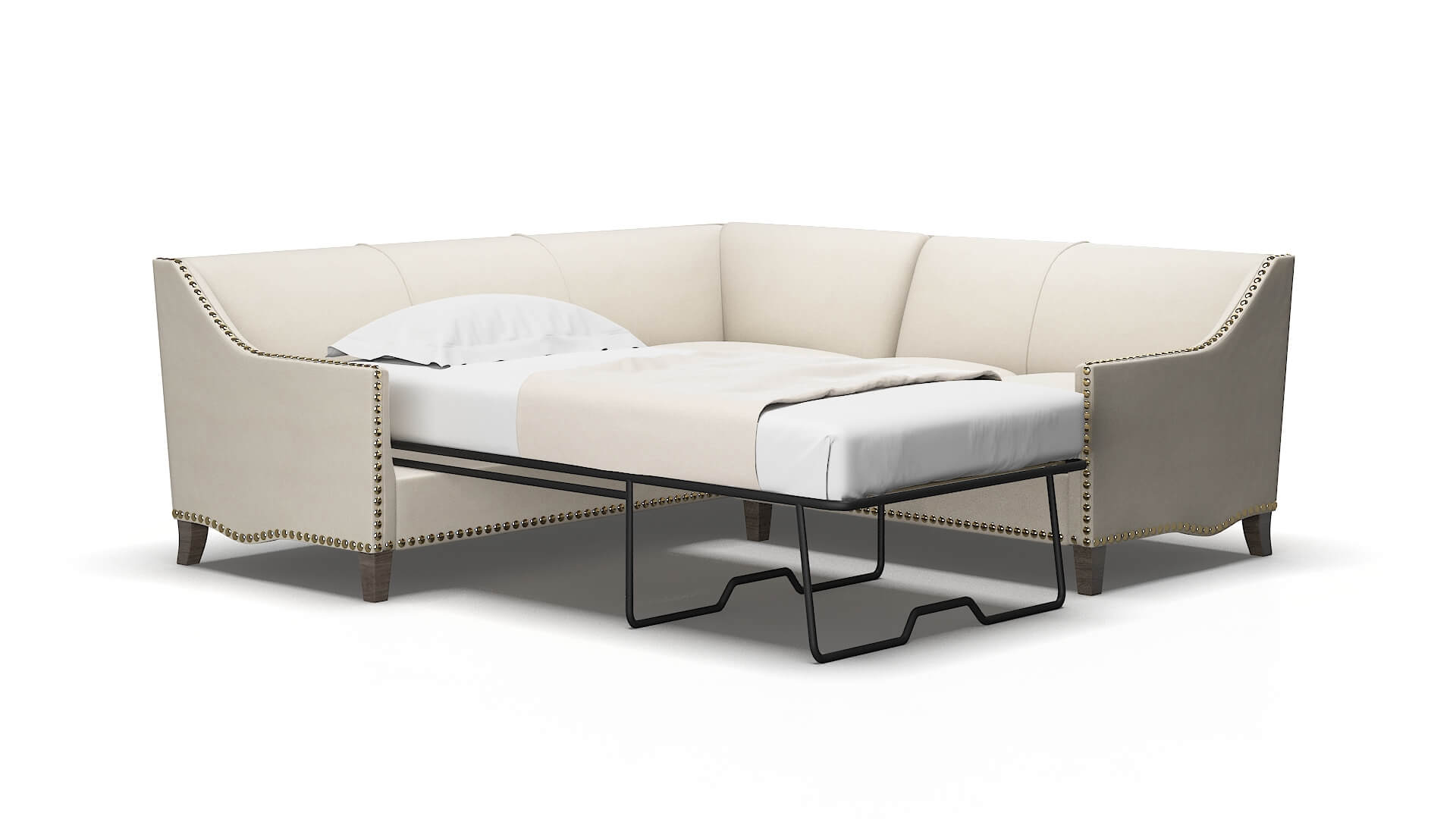 Amsterdam Malibu linen Sectional sleeper Espresso Legs  2