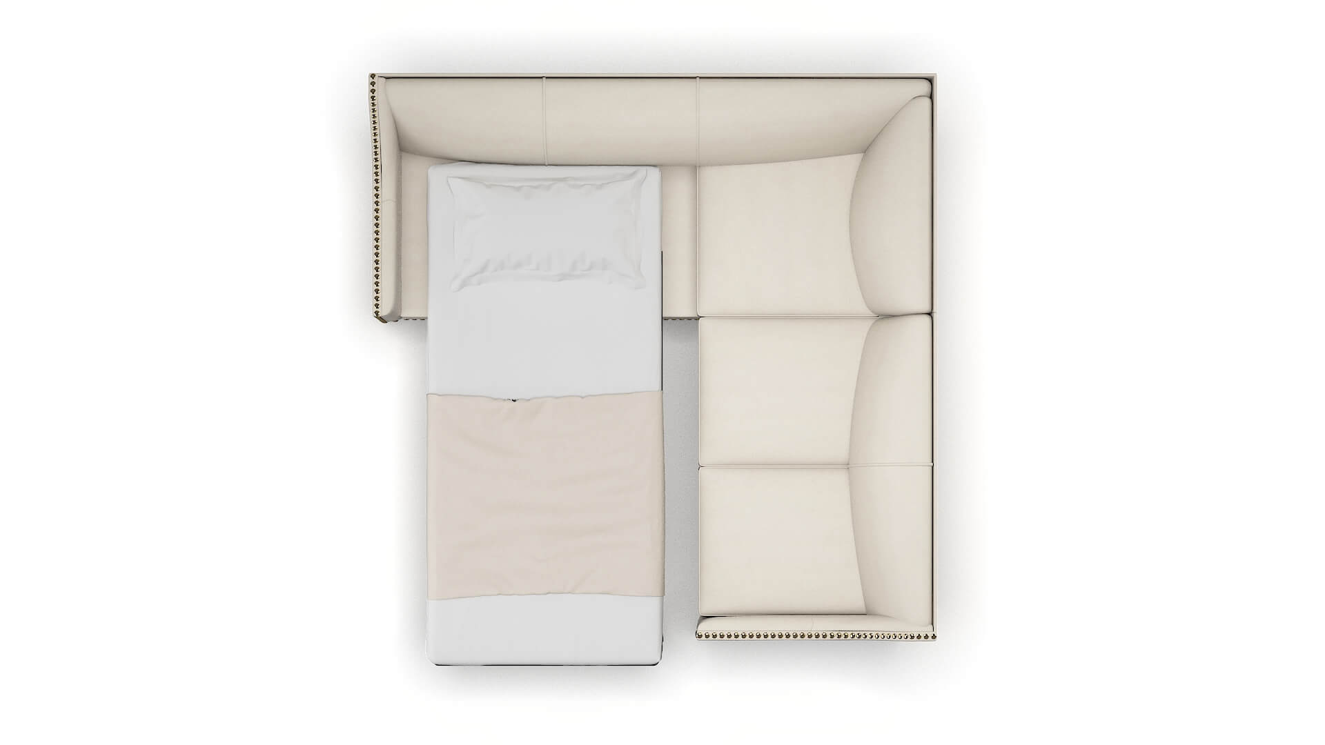 Amsterdam Malibu Linen Sectional Sleeper Espresso legs 3