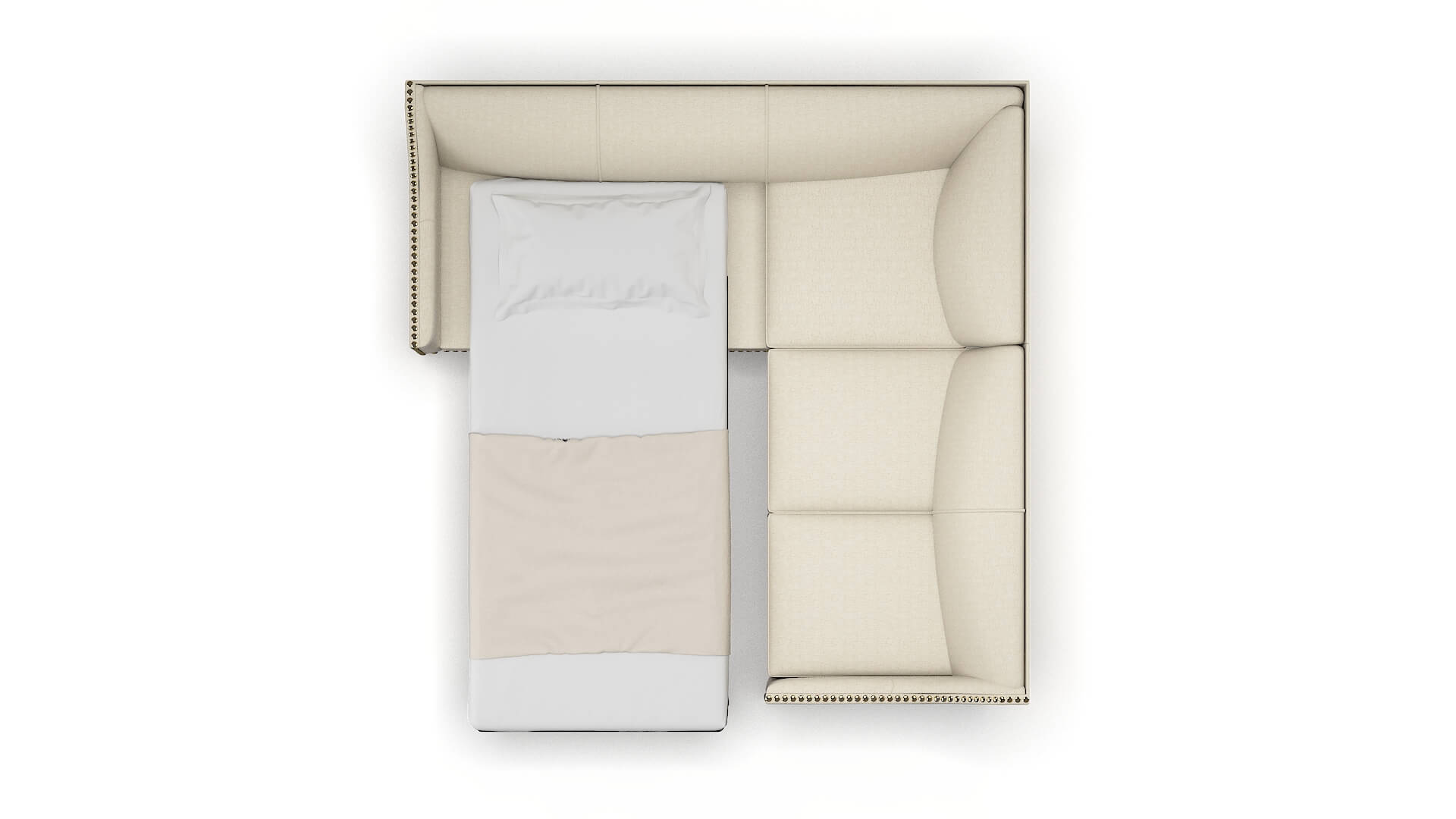 Amsterdam Malibu Sand Sectional Sleeper Espresso legs 3