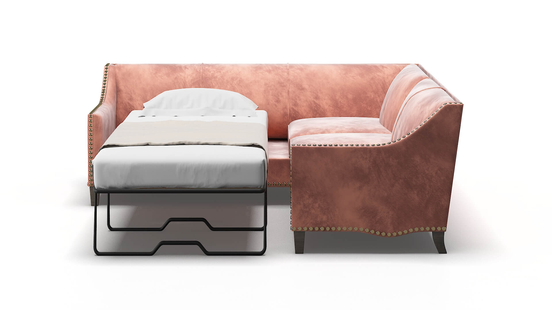 Amsterdam Naples Blush Sectional Sleeper Espresso legs 1