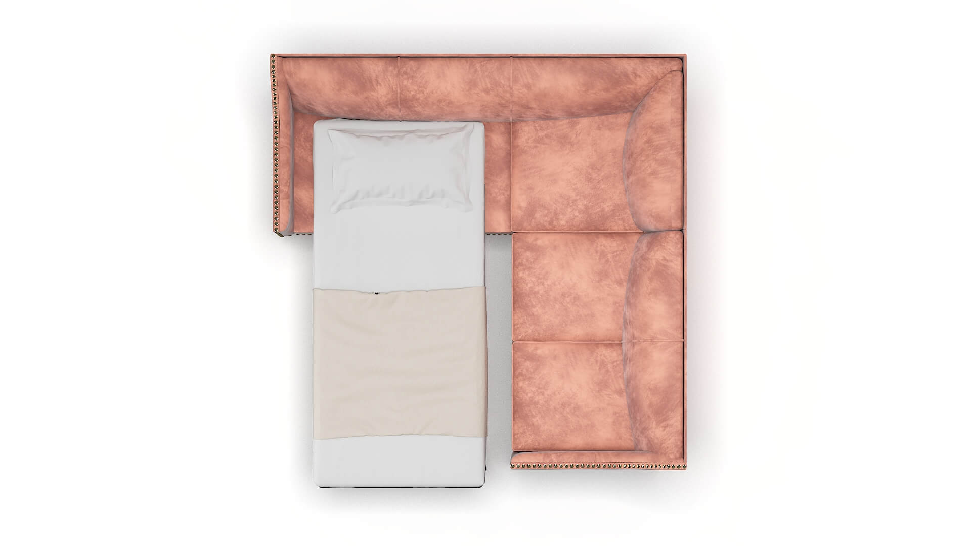 Amsterdam Naples Blush Sectional Sleeper Espresso legs 3