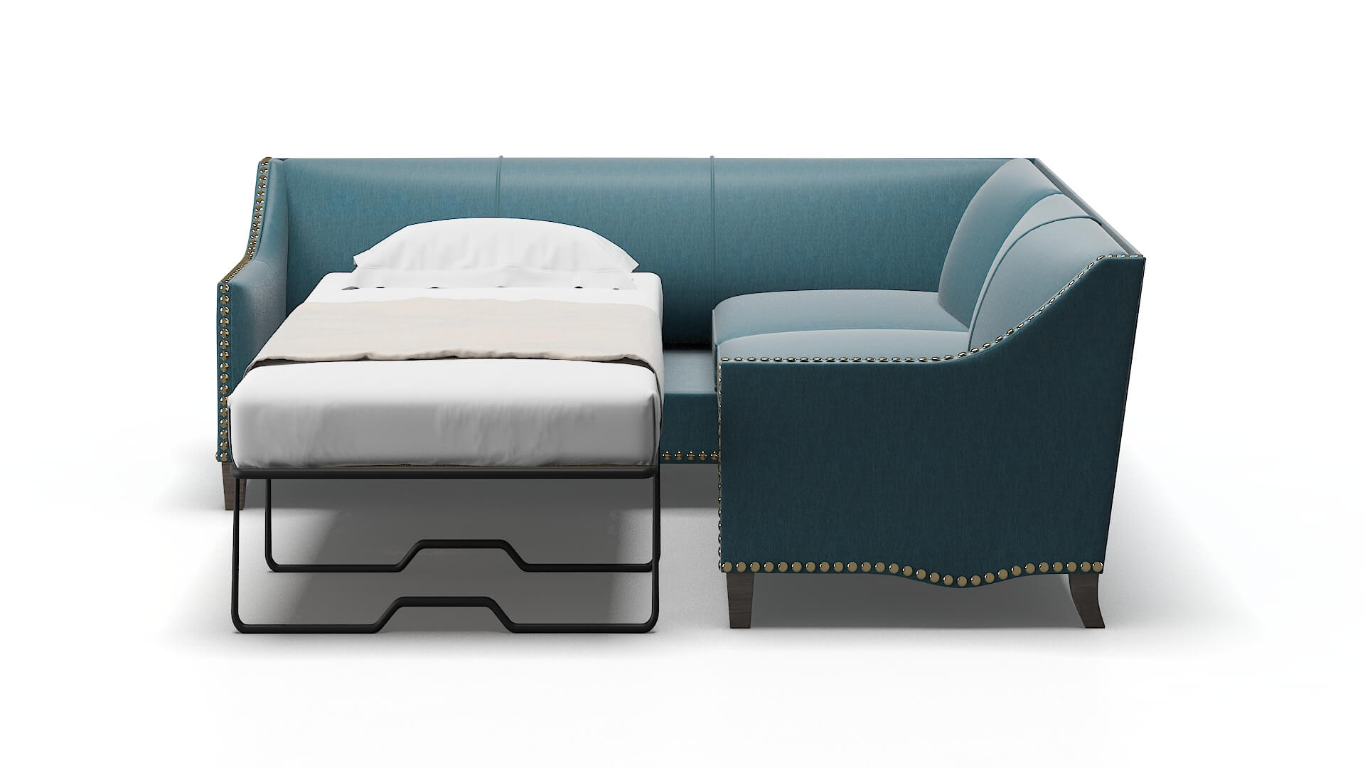 Amsterdam Naples Slate Sectional Sleeper Espresso legs 1