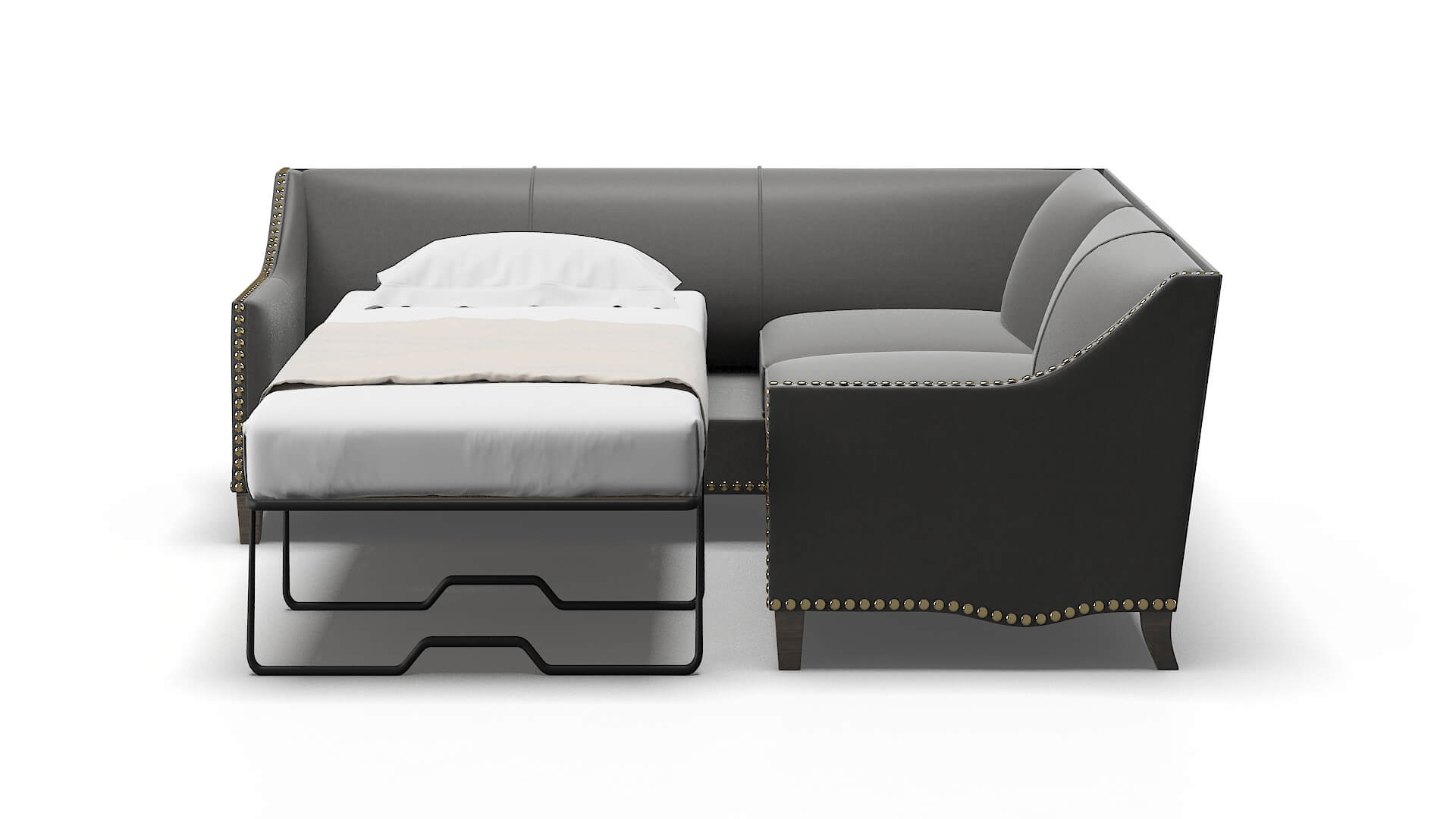 Amsterdam Oakley Charcoal Sectional Sleeper Espresso legs 1