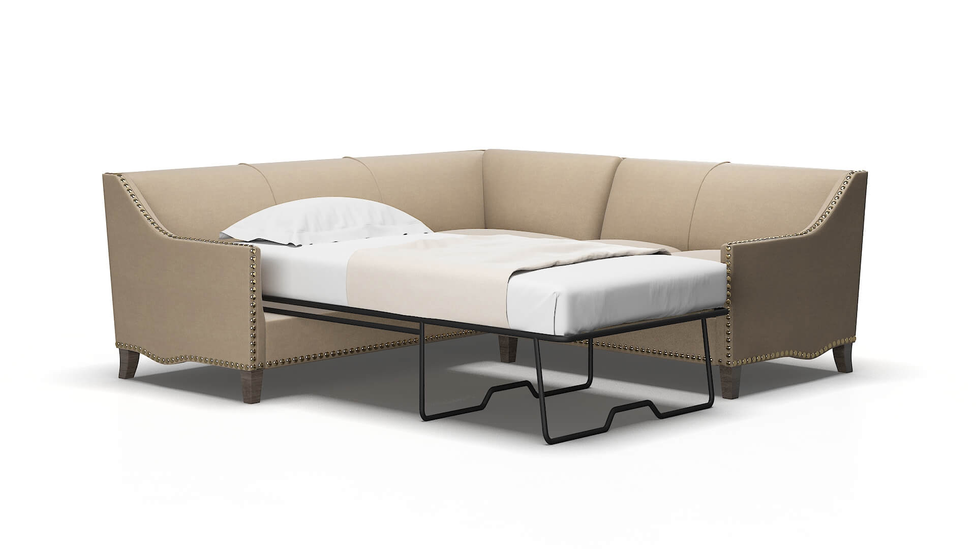 Amsterdam Oakley Taupe Sectional Sleeper Espresso legs 2