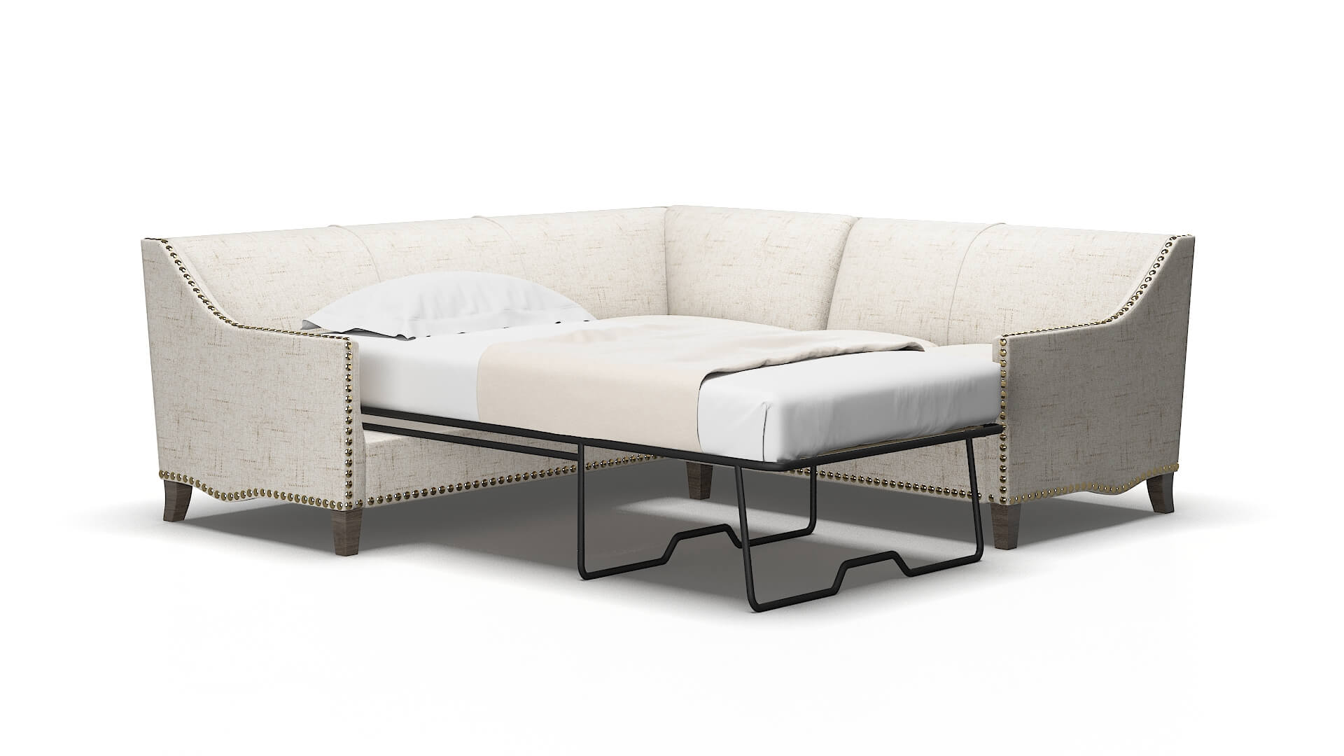 Amsterdam Oceanside Natural Sectional Sleeper espresso legs 2