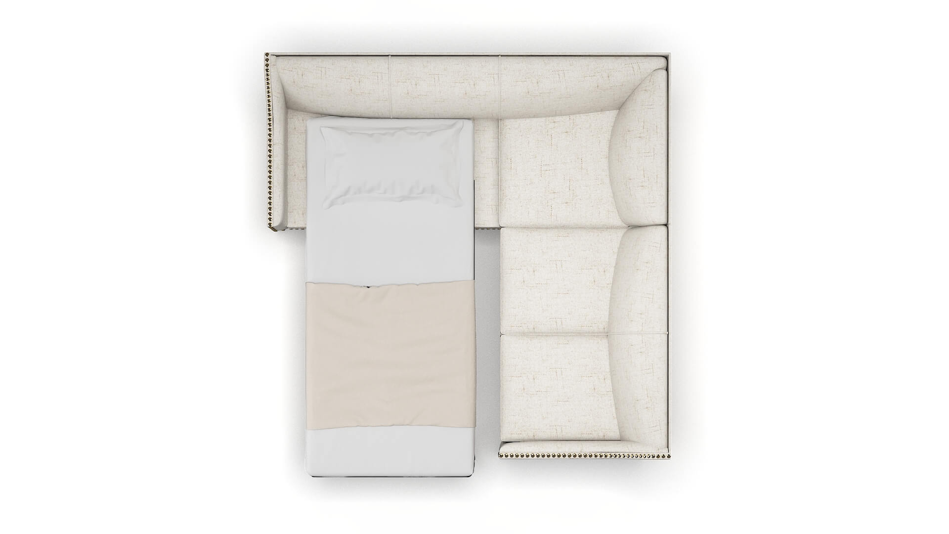 Amsterdam Oceanside Natural Sectional Sleeper Espresso legs 3