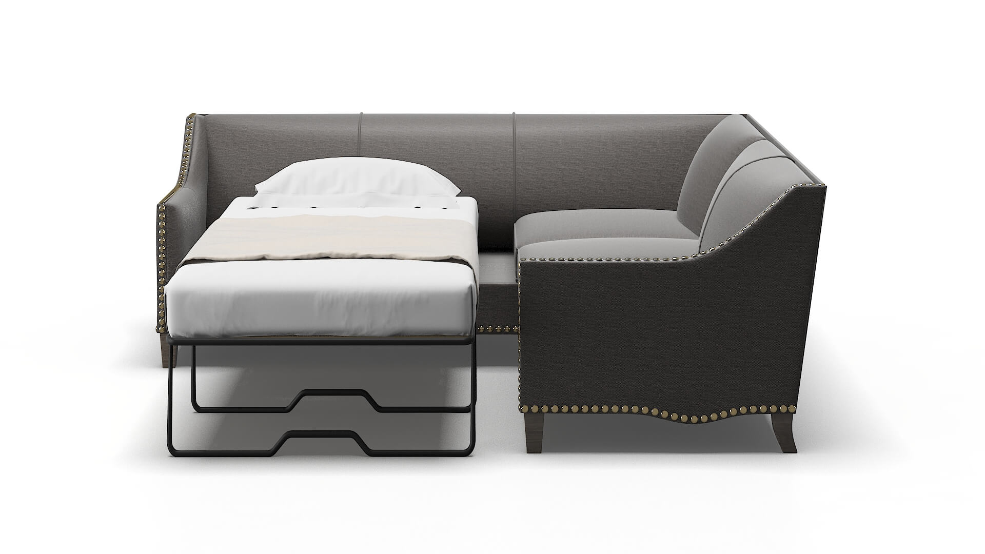 Amsterdam Oscar Charcoal Sectional Sleeper Espresso legs 1